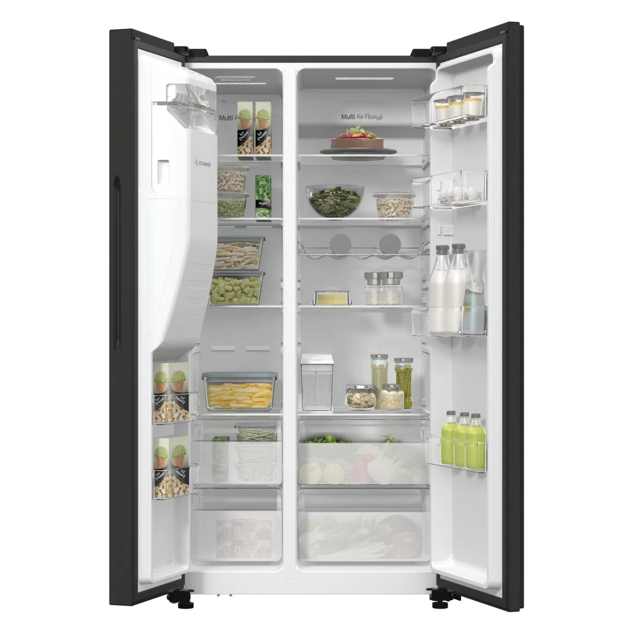Hisense PureFlat RS5P535NTFDUK Non-Plumbed Total No Frost American Fridge Freezer - Black Stainless Steel - D Rated (EX-DISPLAY/B)