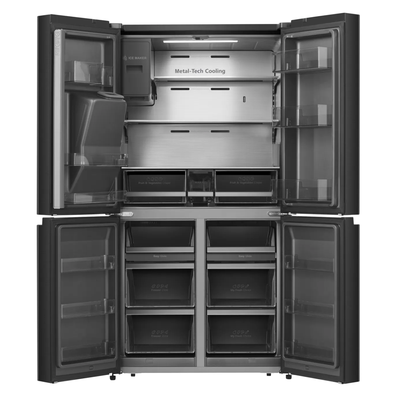 Hisense PureFlat RQ760N4SBFE Non-Plumbed Total No Frost American Fridge Freezer - Black Stainless Steel - E Rated (EX-DISPLAY/B)