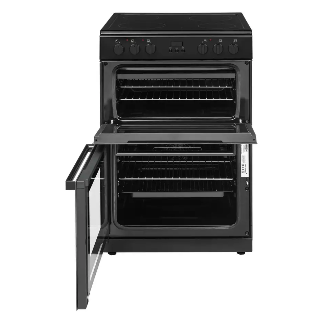 Bush CTFS60DBLECB 60cm Double Oven Electric Cooker - Black - A Rated (EX-DISPLAY/B)