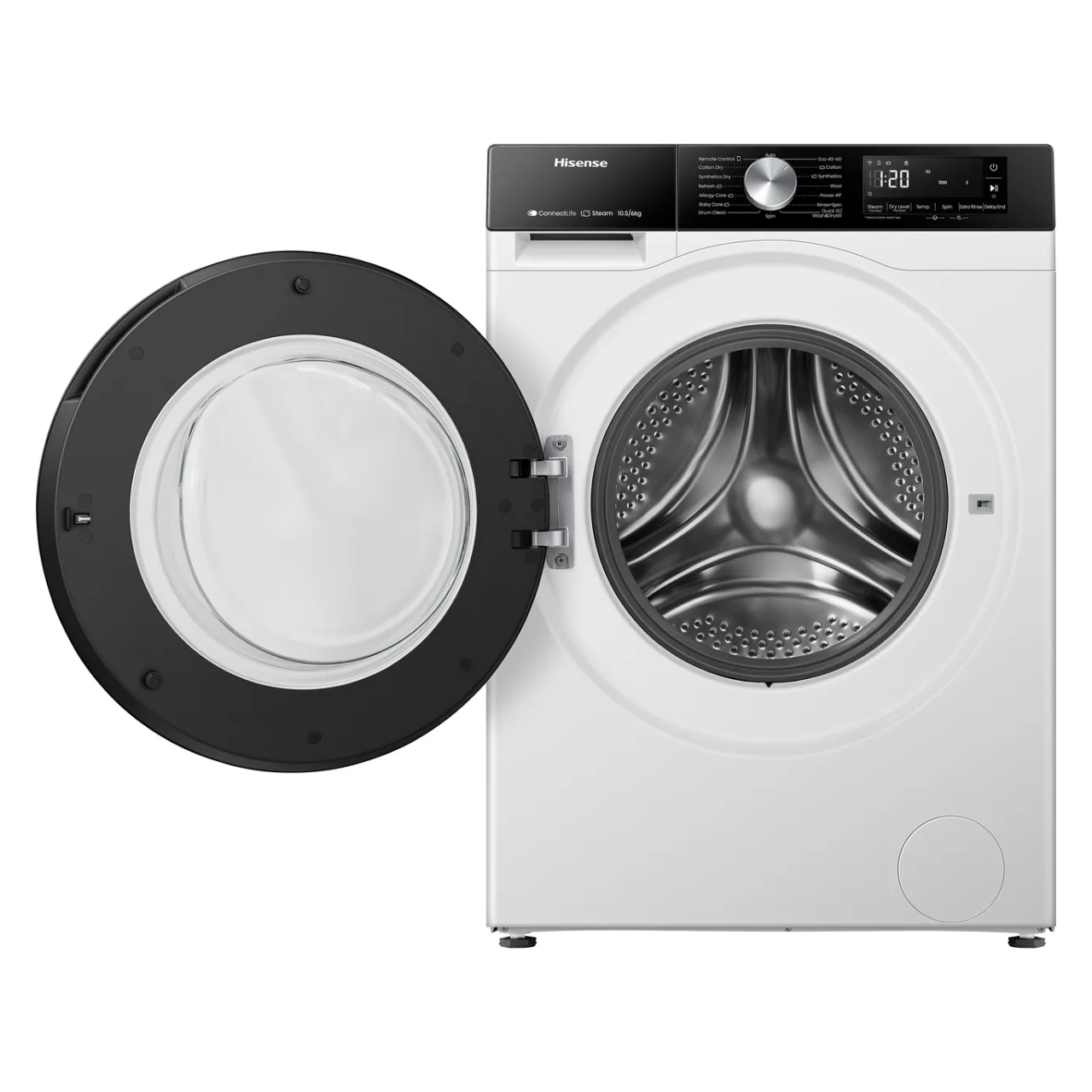 Hisense 3S Series WD3S1043BW3 Wifi Connected 10.5Kg / 6Kg Washer Dryer with 1400 rpm - White - D Rated [Wash&Dry], A Rated [Wash Only] (EX-DISPLAY/B)