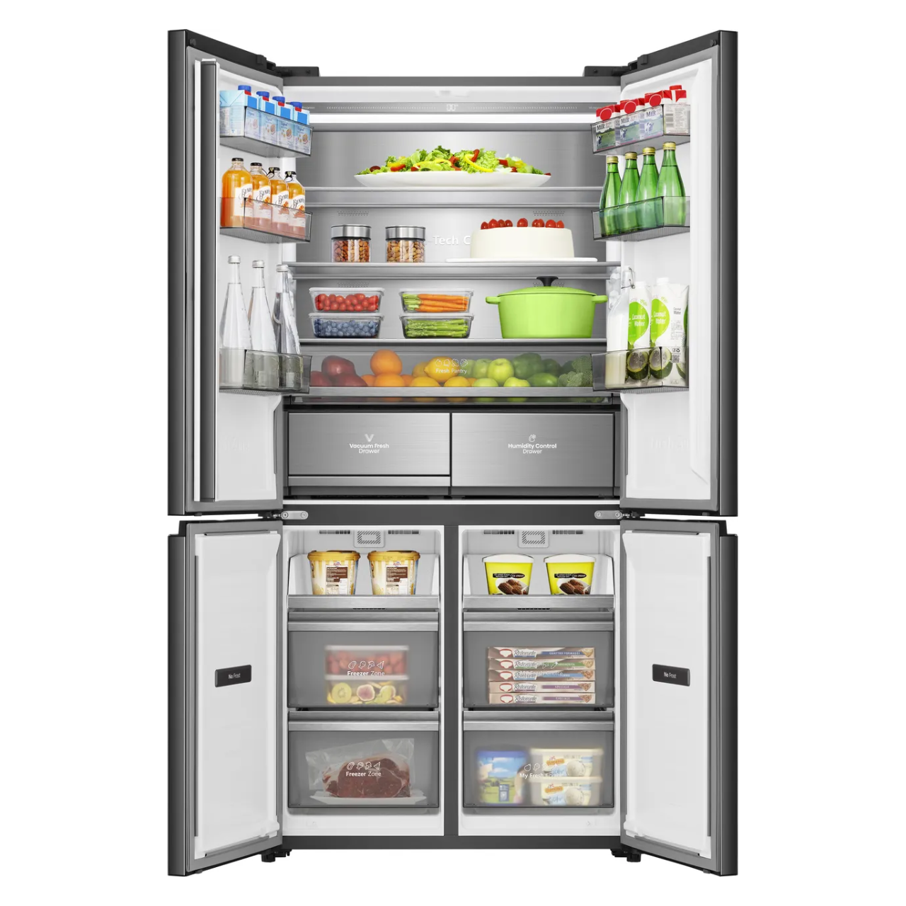 Hisense KitchenFit RQ768N4GBE Total No Frost American Fridge Freezer - Black Glass - E Rated (EX-DISPLAY/B)