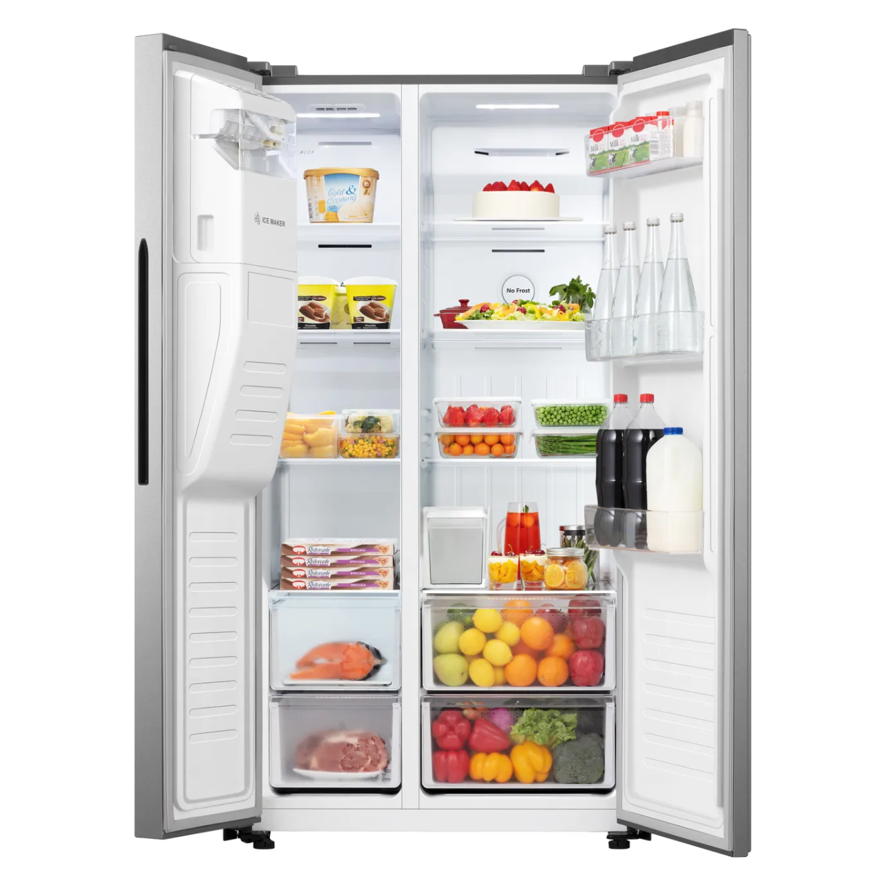 Fridgemaster MS91500IES Non-Plumbed Total No Frost American Fridge Freezer - Silver - E Rated (EX-DISPLAY/C)