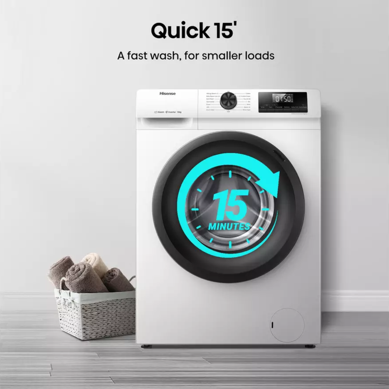 Hisense WFQE1214EVJM 12kg 1400 Spin Washing Machine - White - A Rated (EX-DISPLAY/C)