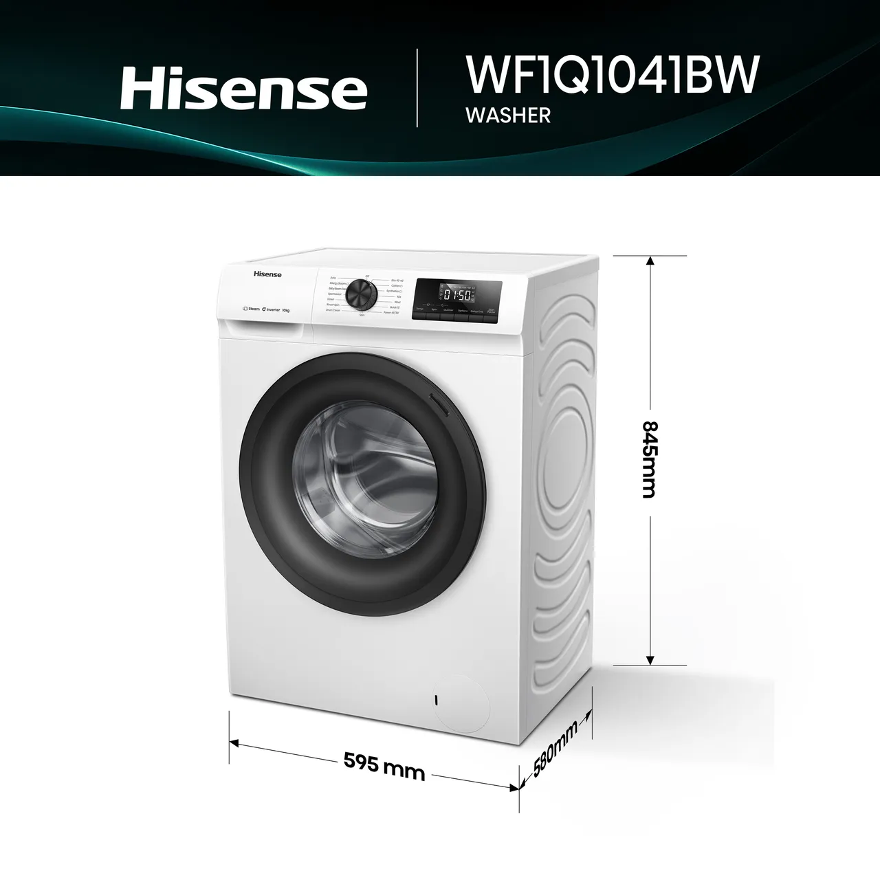 Hisense 1Q Series WF1Q1041BW 10kg Washing Machine with 1400 rpm - White - A Rated (EX-DISPLAY/A)