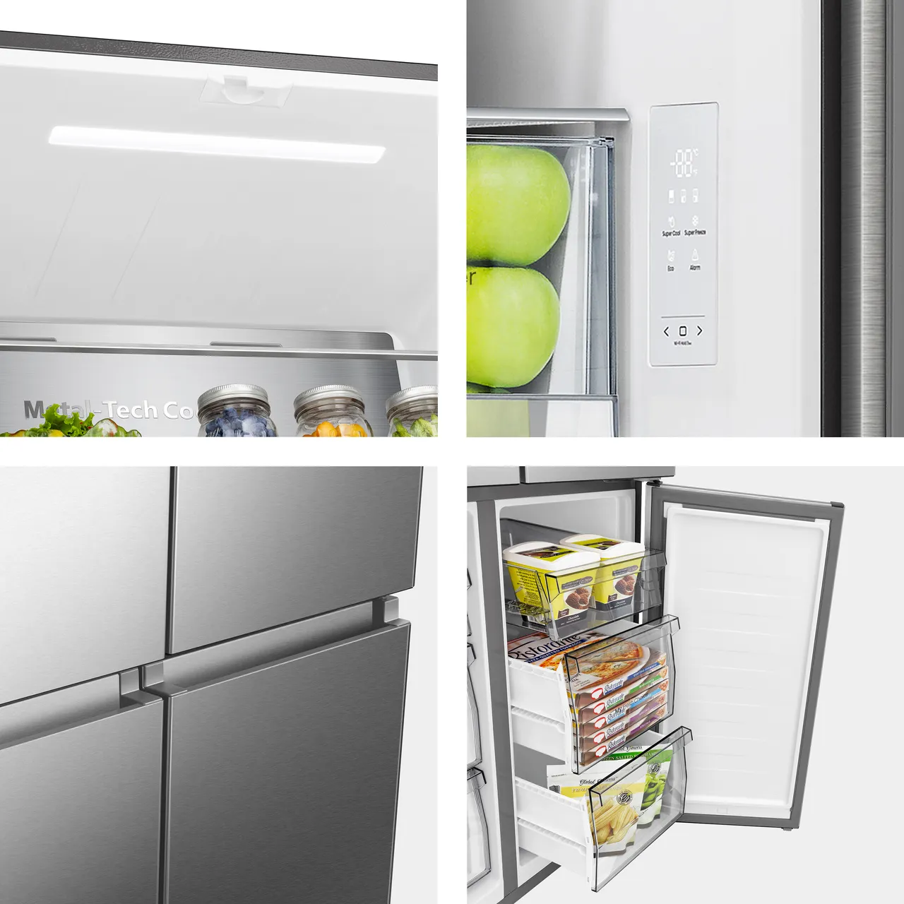 Hisense PureFlat RQ5P470SAID Wifi Connected Total No Frost American Fridge Freezer - Stainless Steel - D Rated (EX-DISPLAY/C)
