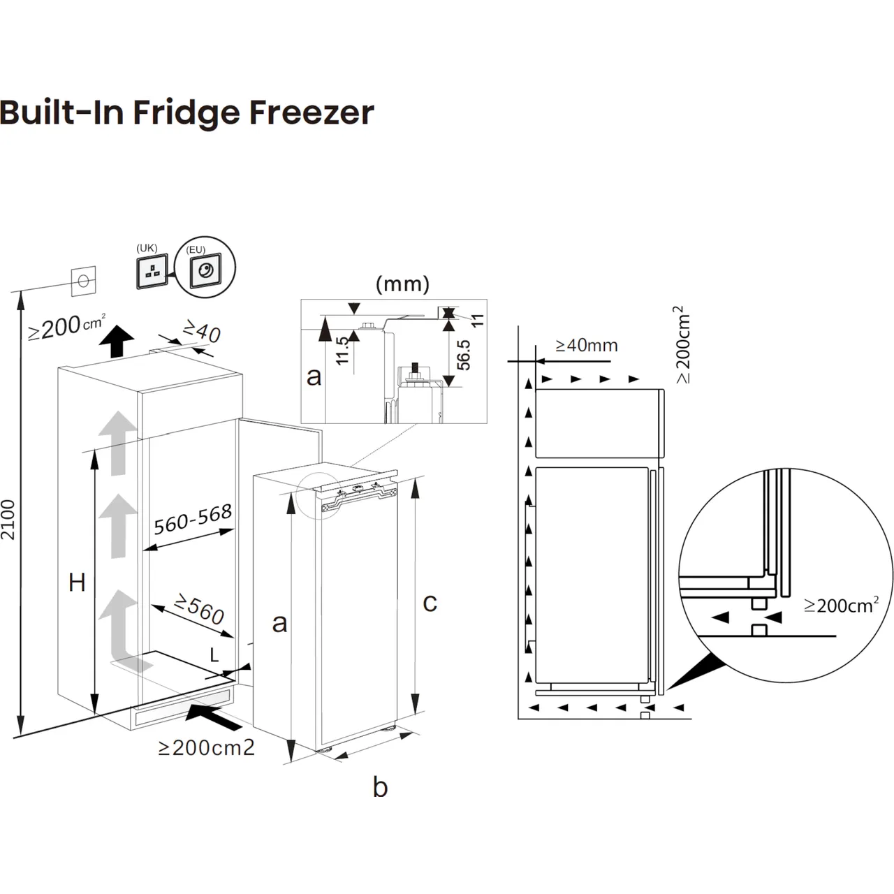 Hisense FT3B213SAWE Integrated 177cm High Frost Free Upright Freezer with Fixed Door Fixing Kit - E Rated (EX-DISPLAY/A)