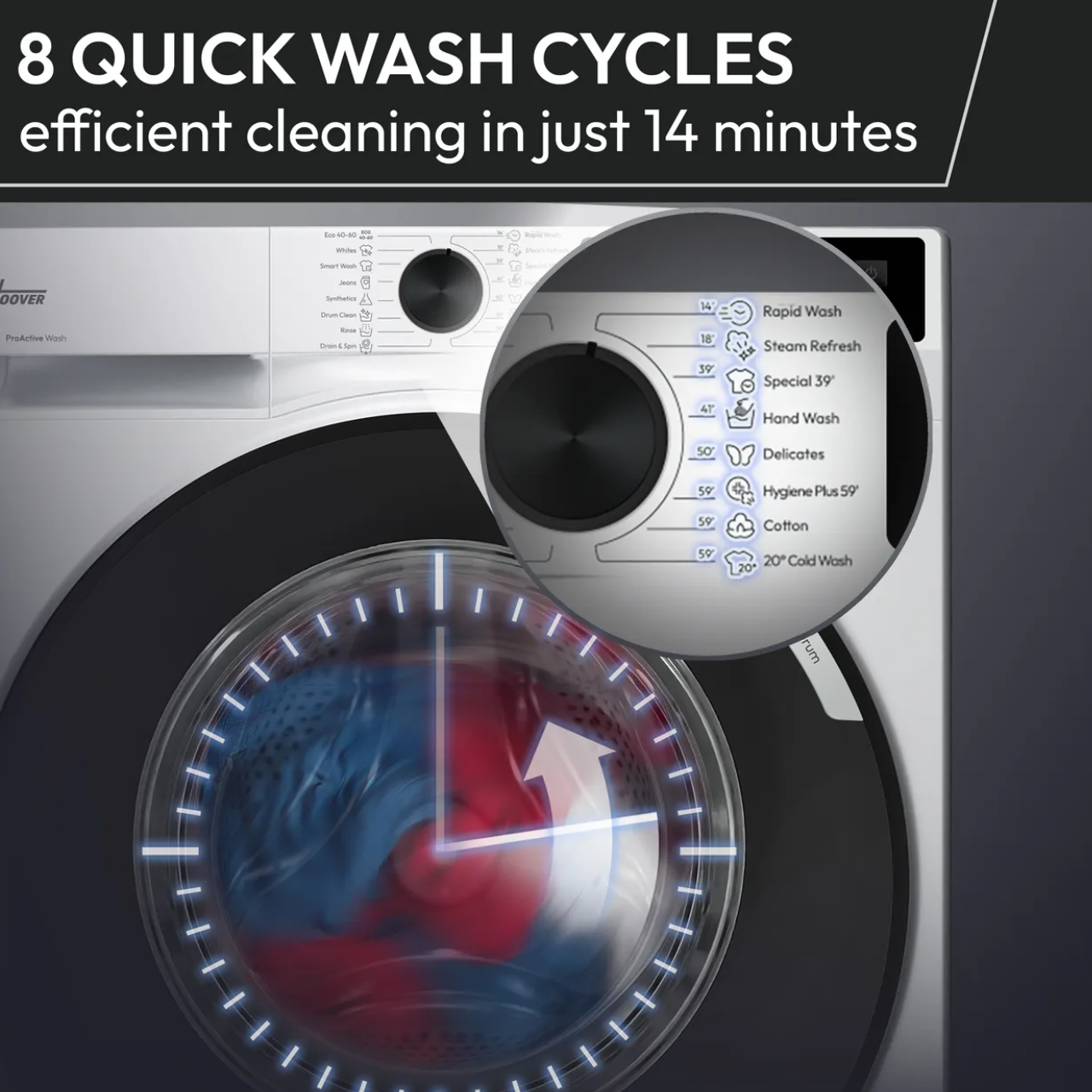 Hoover Pro Wash Series 3 HBR 49SBL8G-80 9kg WiFi Connected Washing Machine with 1400 rpm - Graphite - A Rated (EX-DISPLAY/B)