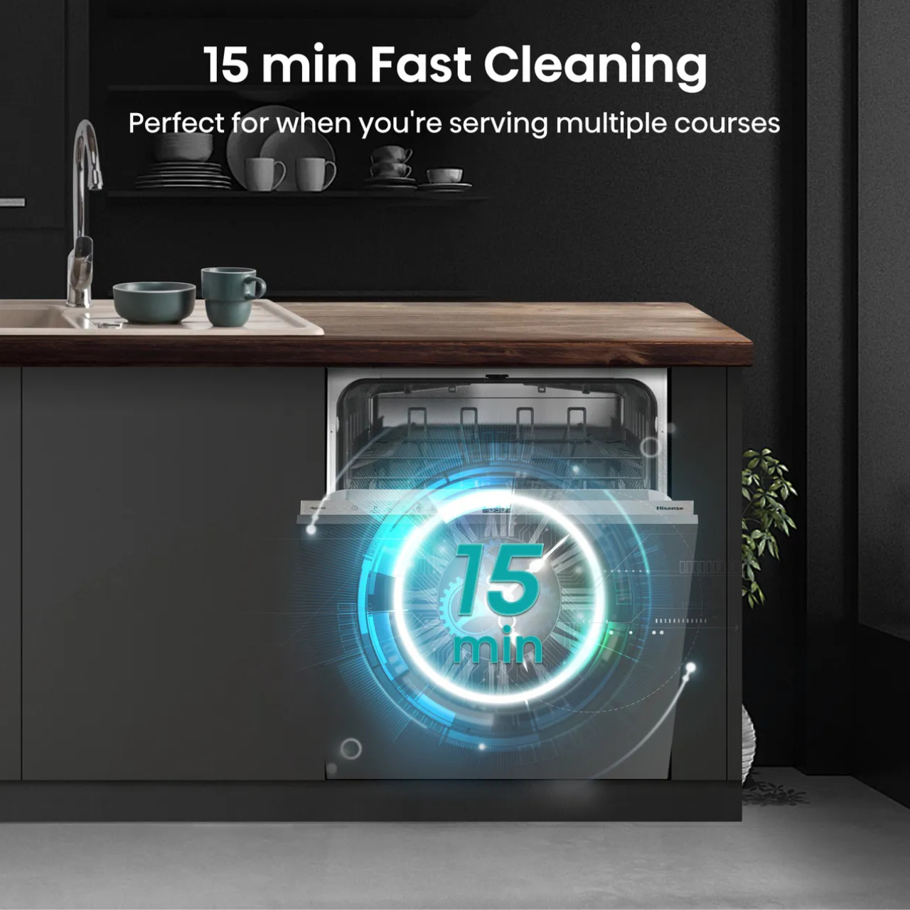 Hisense HV642C60UK Fully Integrated Standard Dishwasher - Stainless Steel Control Panel (EX-DISPLAY/A)