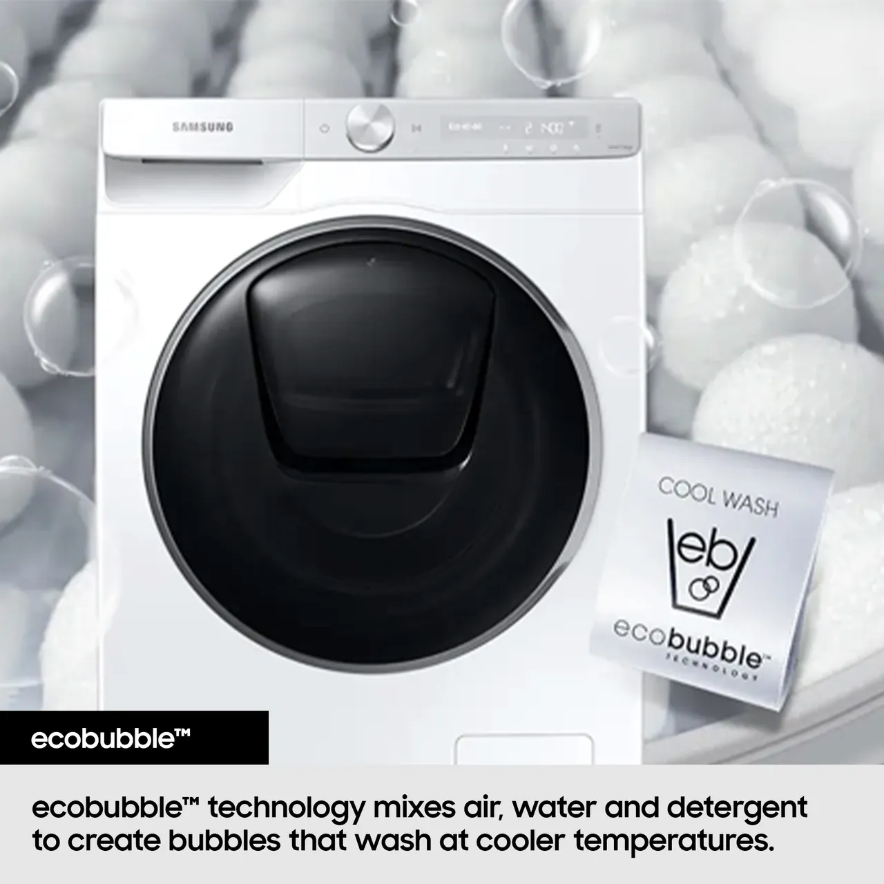 Samsung Series 6+ AI Energy AutoDose™ WW90DG6U85LEU1 9kg WiFi Connected Washing Machine with 1400 rpm - White - A Rated (EX-DISPLAY/C))