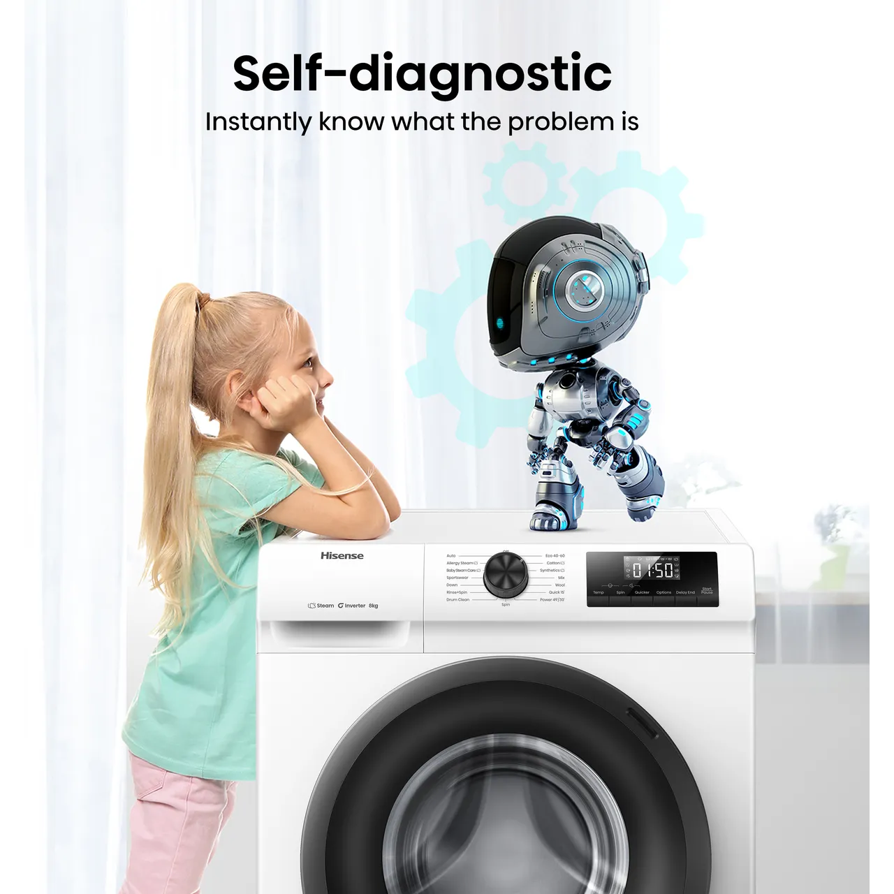 Hisense 1Q Series WF1Q8041BW 8kg Washing Machine with 1400 rpm - White - A Rated