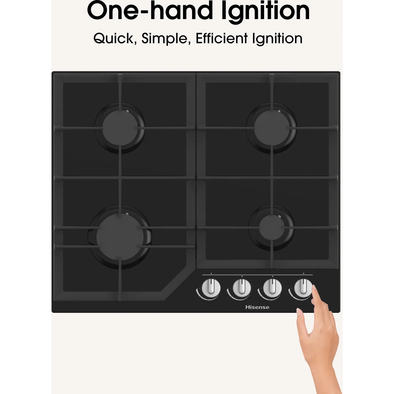 Hisense GG643B 60cm Gas Hob - Black