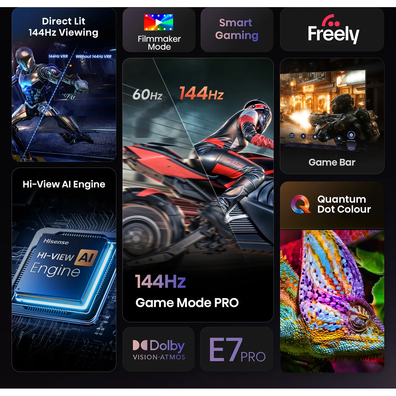 Hisense E78Q 85" 4K Ultra HD QLED Smart Freely TV [2025] - 85E78QTUK PRO