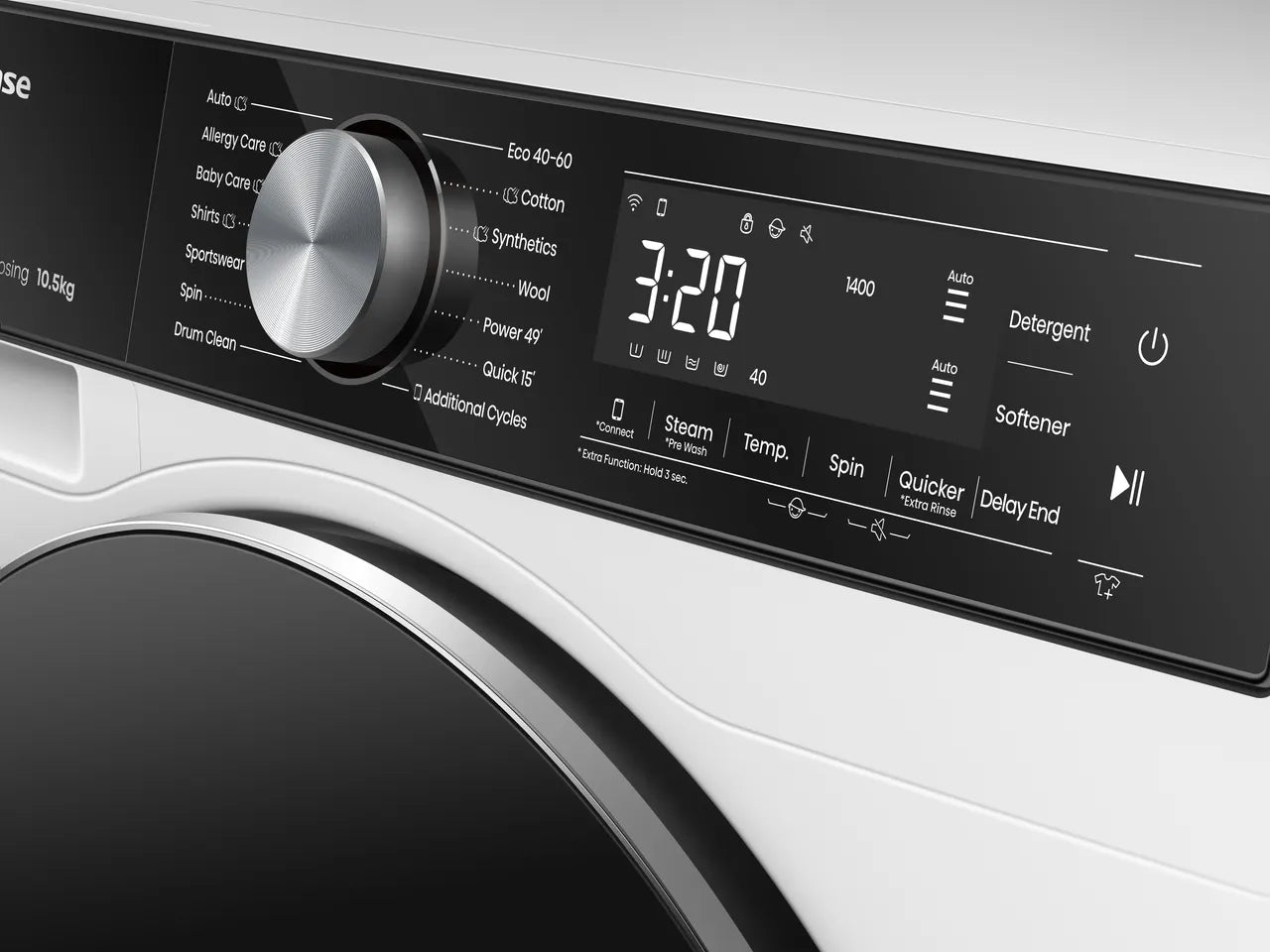 Hisense 5S Series WF5S1045BW 10.5kg WiFi Connected Washing Machine with 1400 rpm - White - A Rated (EX-DISPLAY/C)