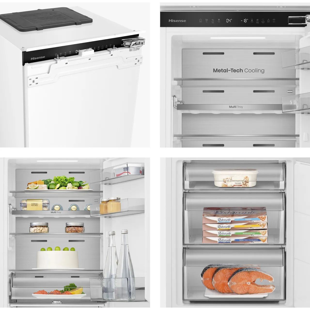 Hisense RB3B250SAWE Wifi Connected 177cm High 60/40 Integrated No Frost Fridge Freezer with Fixed Door Fixing Kit - White - E Rated (EX-DISPLAY/C)