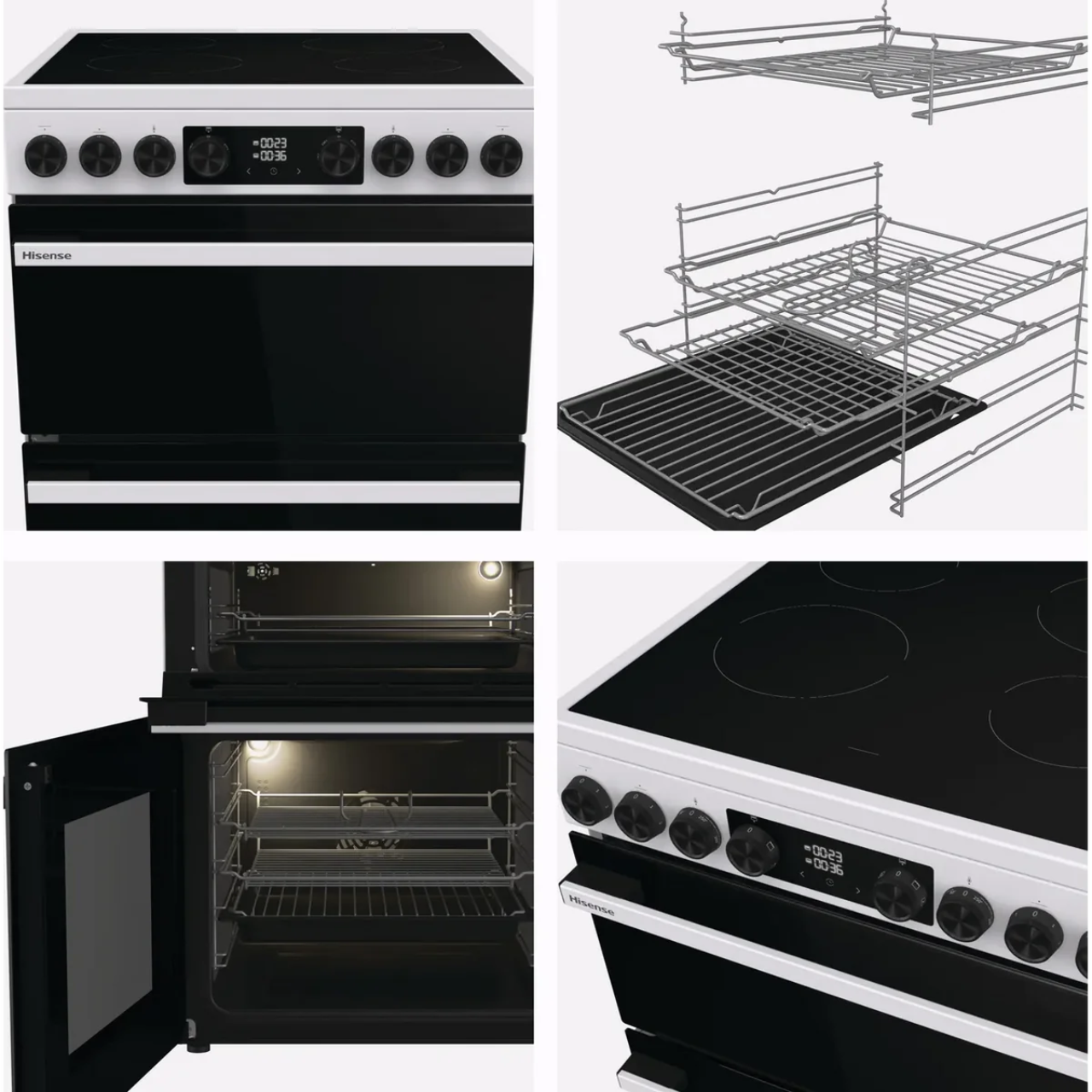 Hisense Hi6 Max HDCEC6C20W 60cm Electric Cooker with Ceramic Hob - White - A Rated (EX-DISPLAY/B)