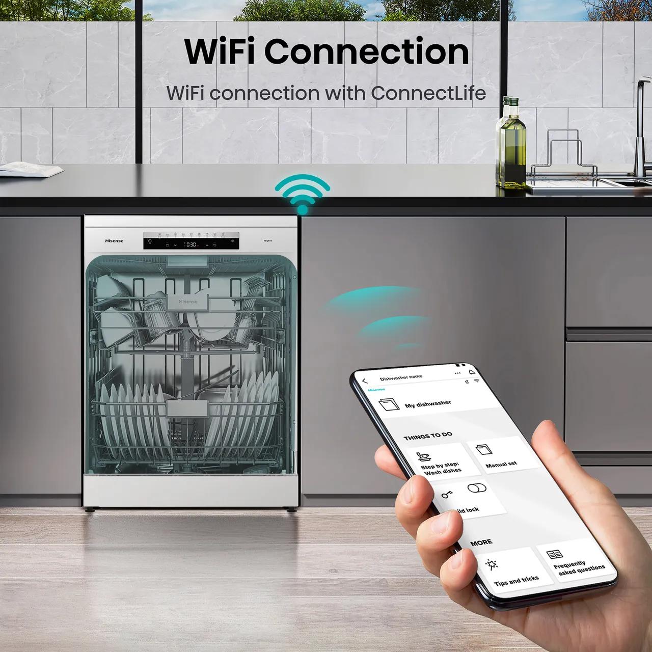 HISENSE HS673C60WUK Full-size WiFi-enabled Dishwasher - White (EX-DISPLAY/B)