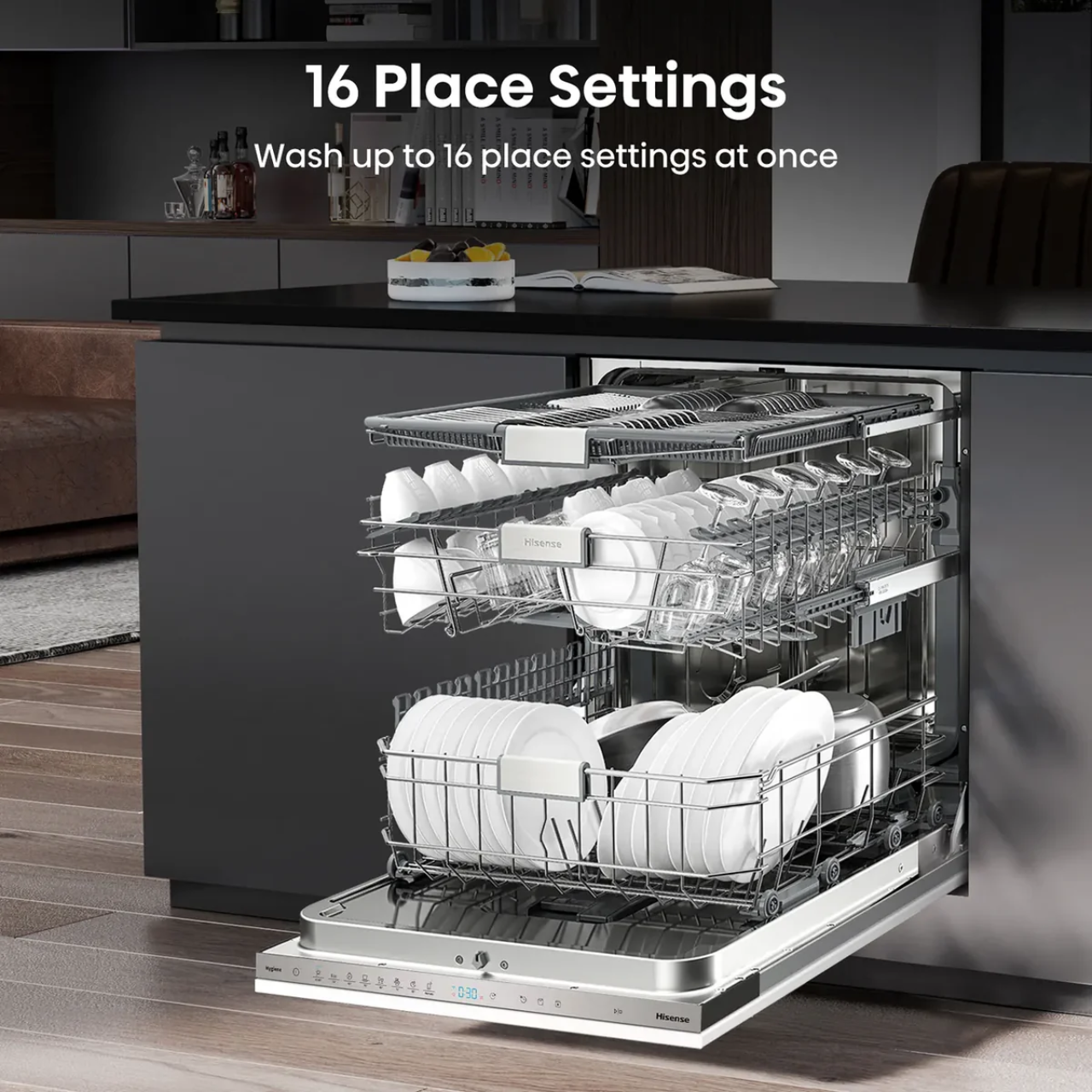 Hisense HV673C61UK Wifi Connected Fully Integrated Standard Dishwasher - Stainless Steel Control Panel (EX-DISPLAY/B)