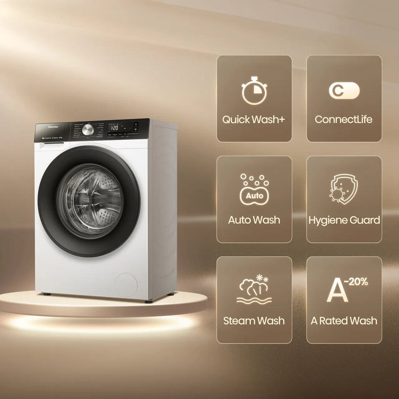 Hisense 3S Series WD3S8043BW3 Wifi Connected 8Kg / 5Kg Washer Dryer with 1400 rpm - White - D Rated [Wash&Dry], A Rated [Wash Only] (EX-DISPLAY/A)