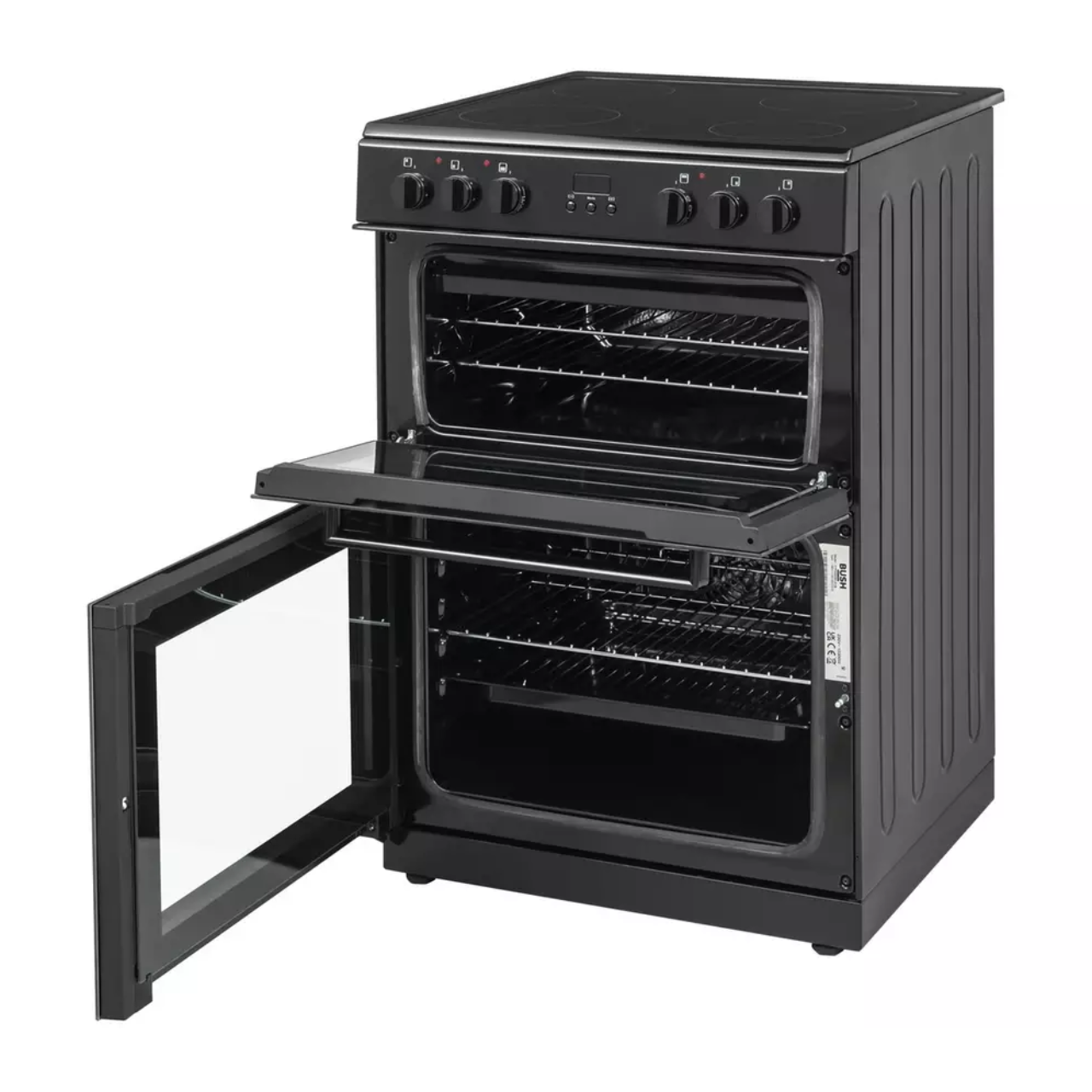 Bush CTFS60DBLECB 60cm Double Oven Electric Cooker - Black - A Rated (EX-DISPLAY/B)