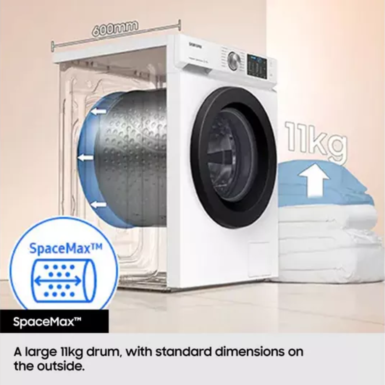 SAMSUNG Series 5 SpaceMax WW11DG5B25AEEU WiFi-enabled 11 kg 1400 Spin Washing Machine - White - A Rated (EX-DISPLAY/C)