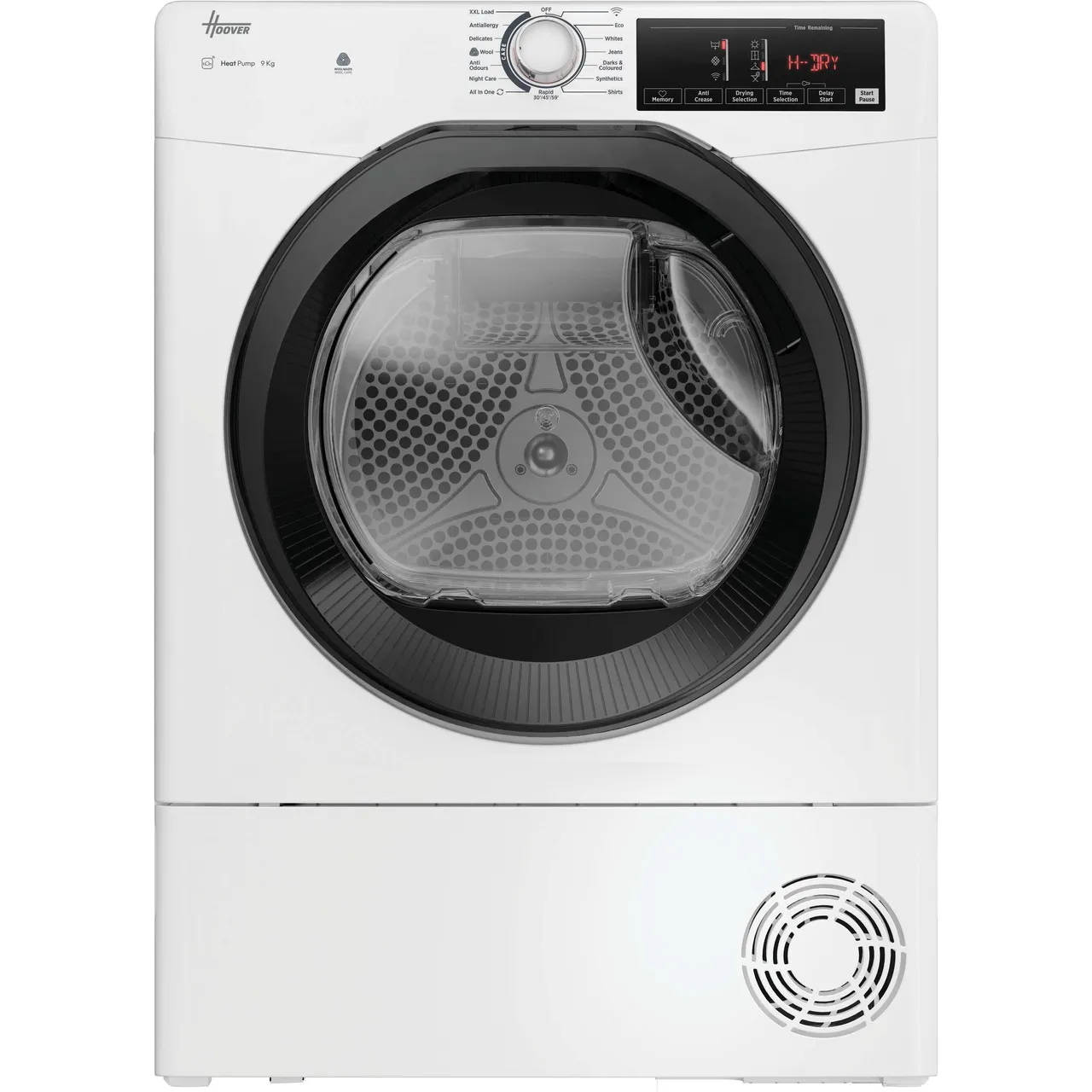 Hoover H-DRY 350 HRE H9N2TBE-80 Wifi Connected 9Kg Heat Pump Tumble Dryer - White - A++ Rated (EX-DISPLAY/C)