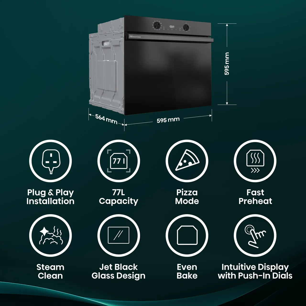 Hisense Hi2 BI622ABPGUK Built In Electric Single Oven - Jet Black - A Rated (EX-DISPLAY/A)