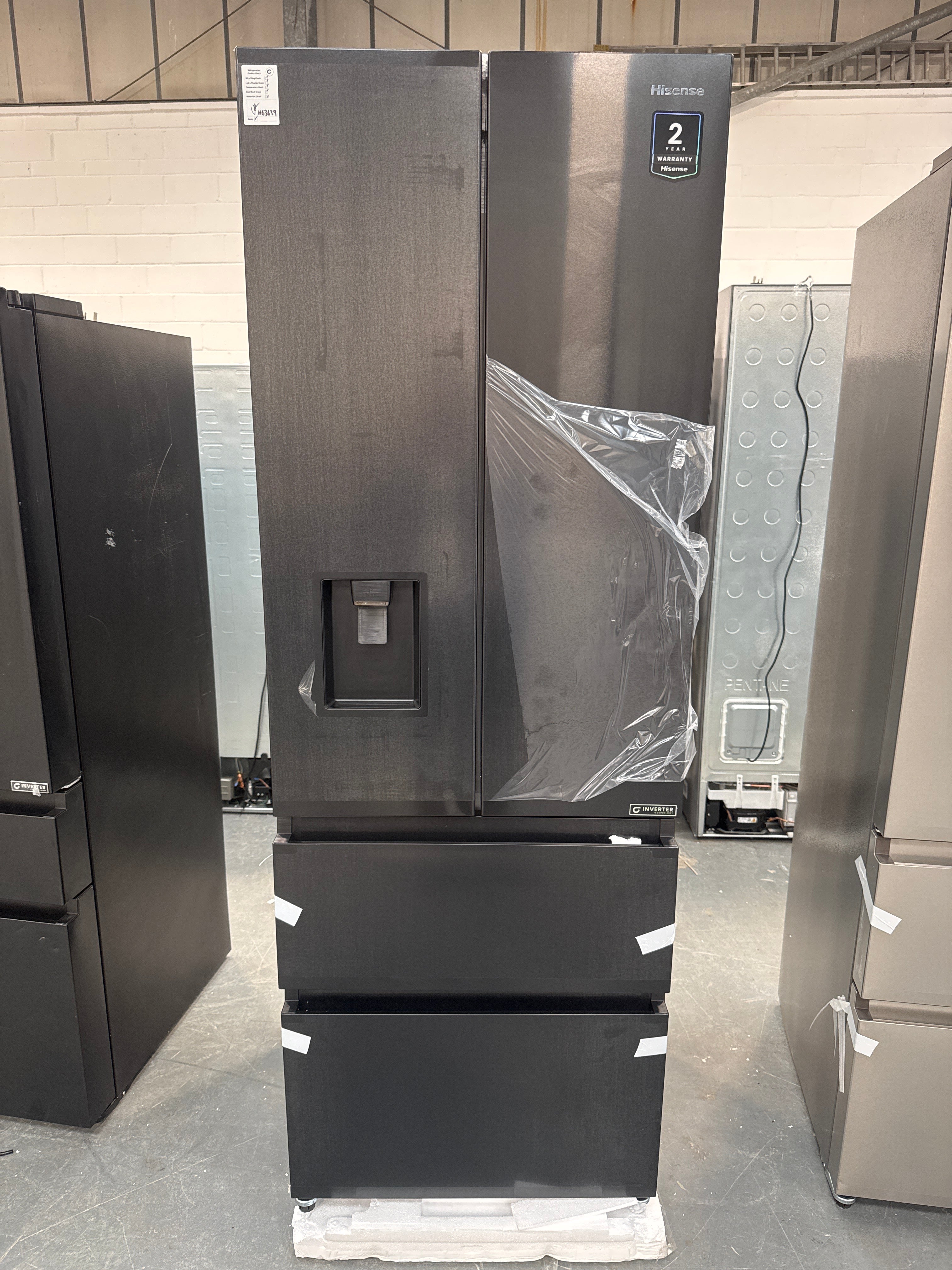 Hisense PureFlat RF632N4WFE Non-Plumbed Total No Frost American Fridge Freezer - Black #63639
