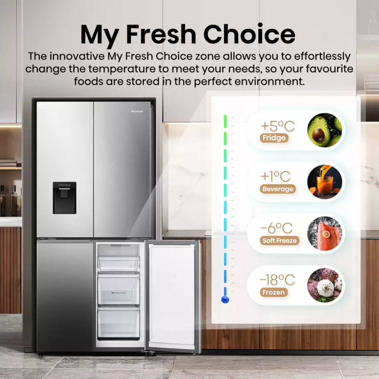 Hisense RQ5P470SMIE Wifi Connected Non-Plumbed Total No Frost American Fridge Freezer - Stainless Steel (EX-DISPLAY/C)