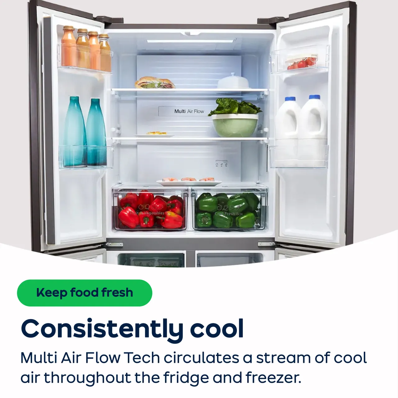 Fridgemaster MS91500IES Non-Plumbed Total No Frost American Fridge Freezer - Silver - E Rated (EX-DISPLAY/C)