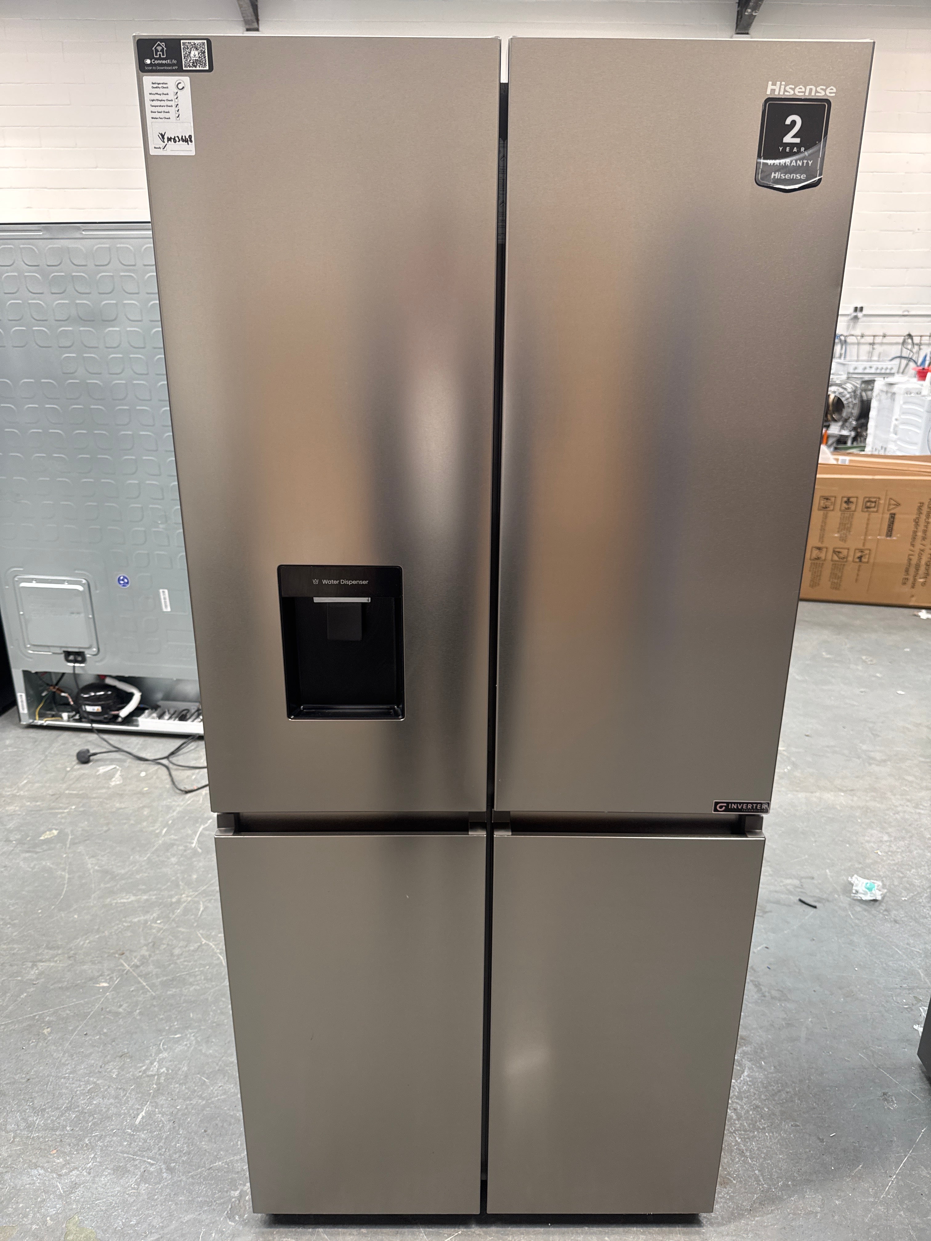 Hisense RQ5P470SMIE Wifi Connected Non-Plumbed Total No Frost American Fridge Freezer - Stainless Steel #63648
