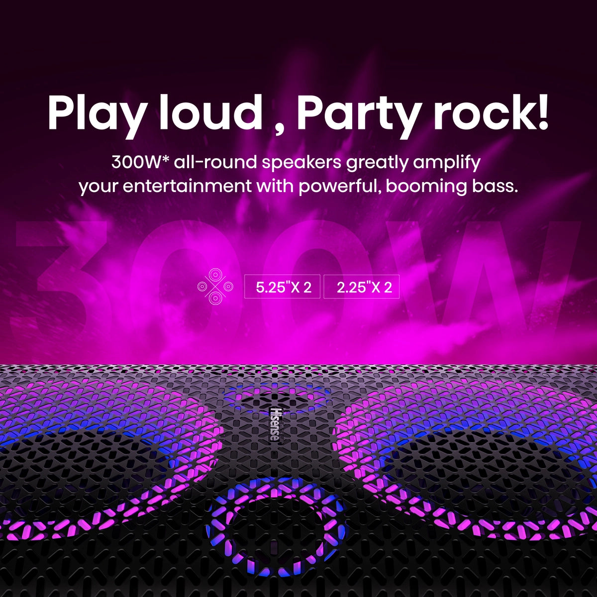 Hisense Party Speaker, 300 W, Bluetooth 5.0 - PARTY ROCKER ONE