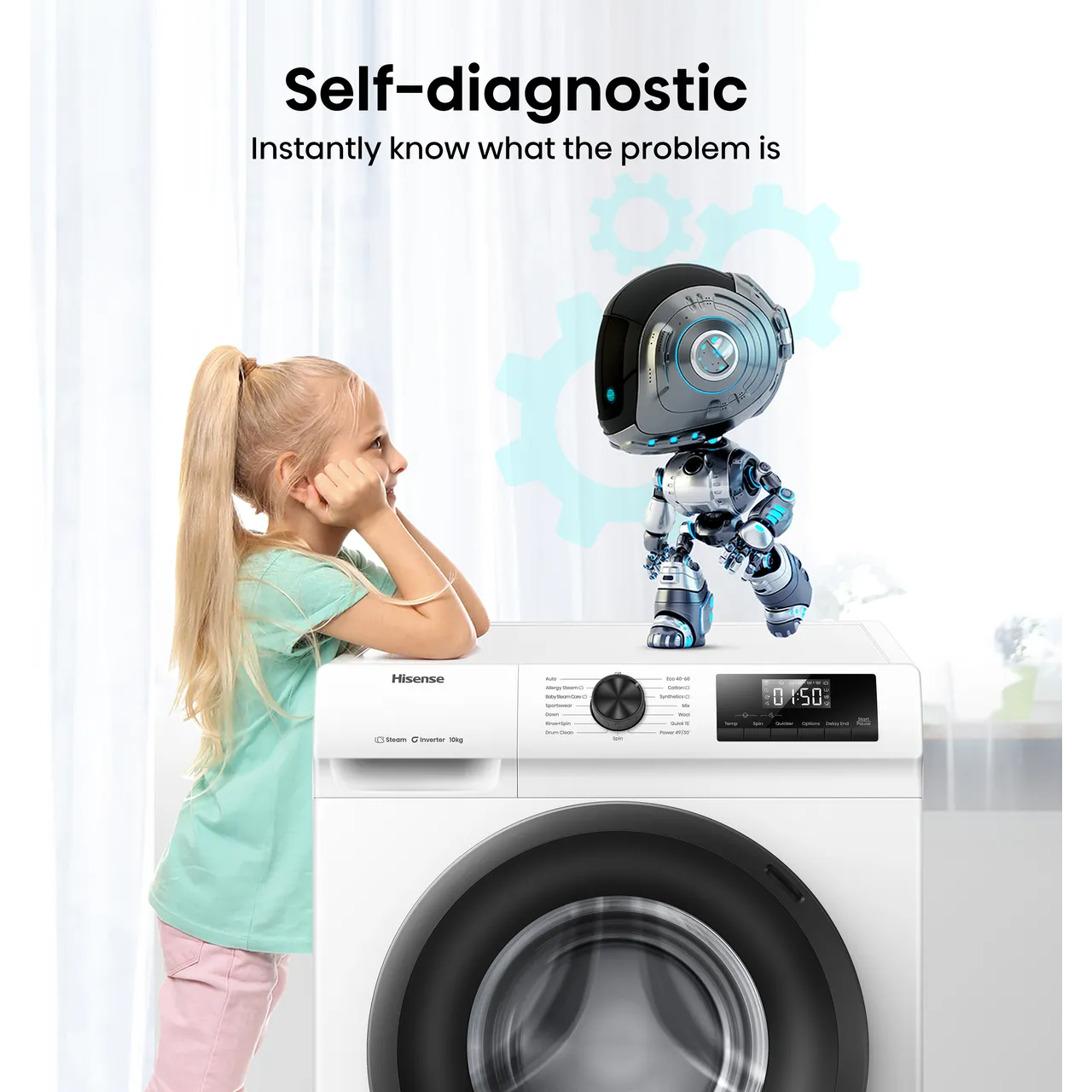 Hisense 1Q Series WF1Q1041BW 10kg Washing Machine with 1400 rpm - White - A Rated (EX-DISPLAY/A)