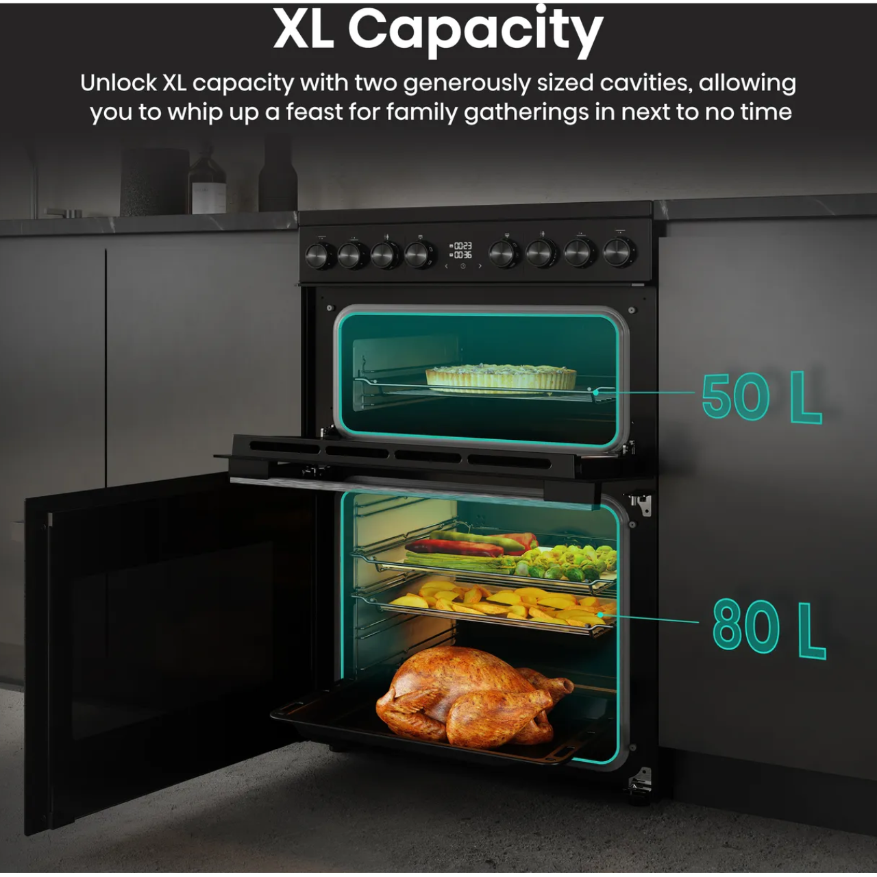 HISENSE Hi6 Max 80/50L HDCEC6C20B 60cm Electric Ceramic Cooker - Jet Black (EX-DISPLAY/B)