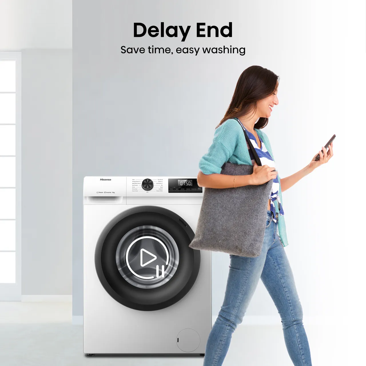 Hisense 1Q Series WF1Q9041BW 9kg Washing Machine with 1400 rpm - White - A Rated (EX-DISPLAY/B)