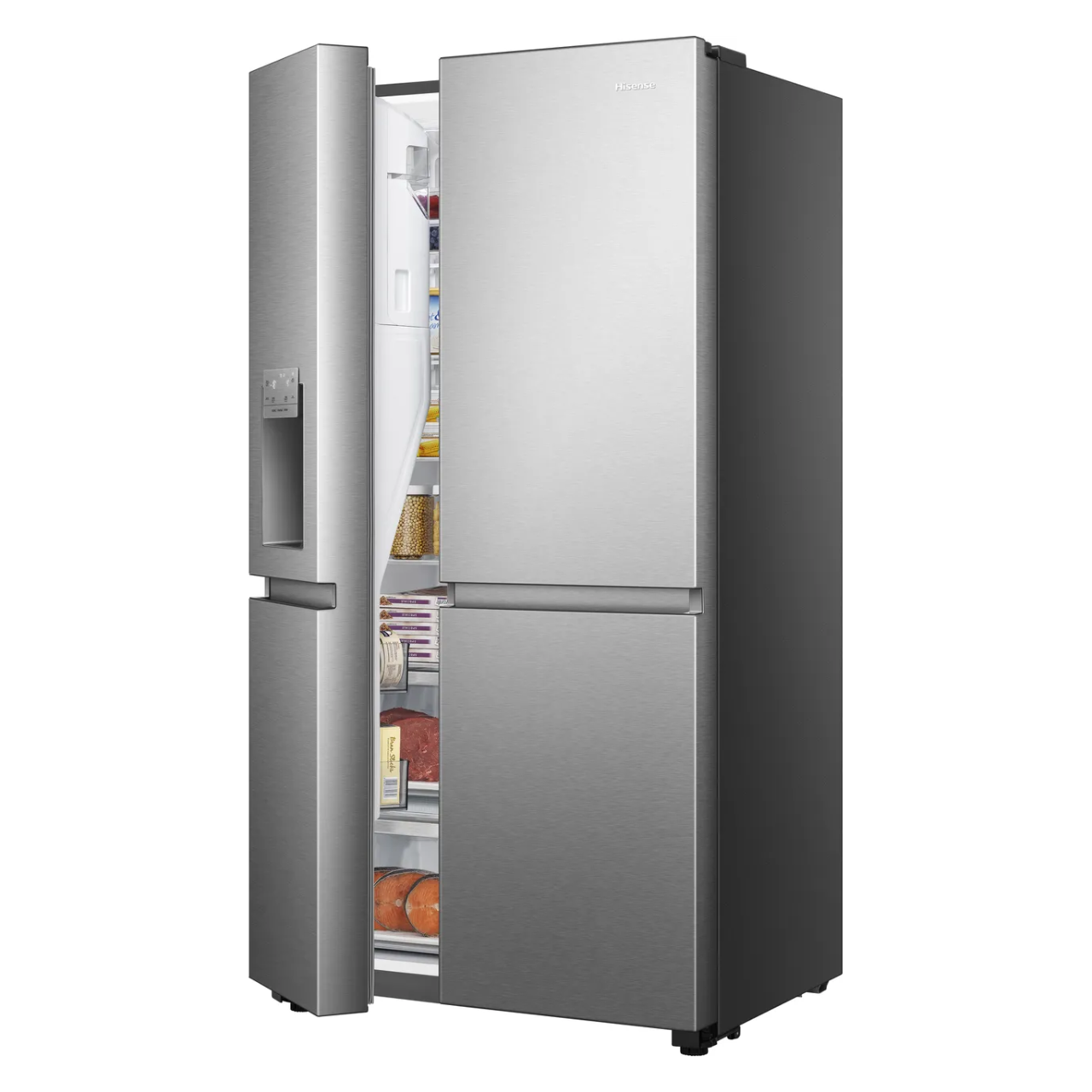 Hisense PureFlat Infinite RS818N4TIC Wifi Connected Non-Plumbed Total No Frost American Fridge Freezer - Stainless Steel - C Rated (EX-DISPLAY/B)