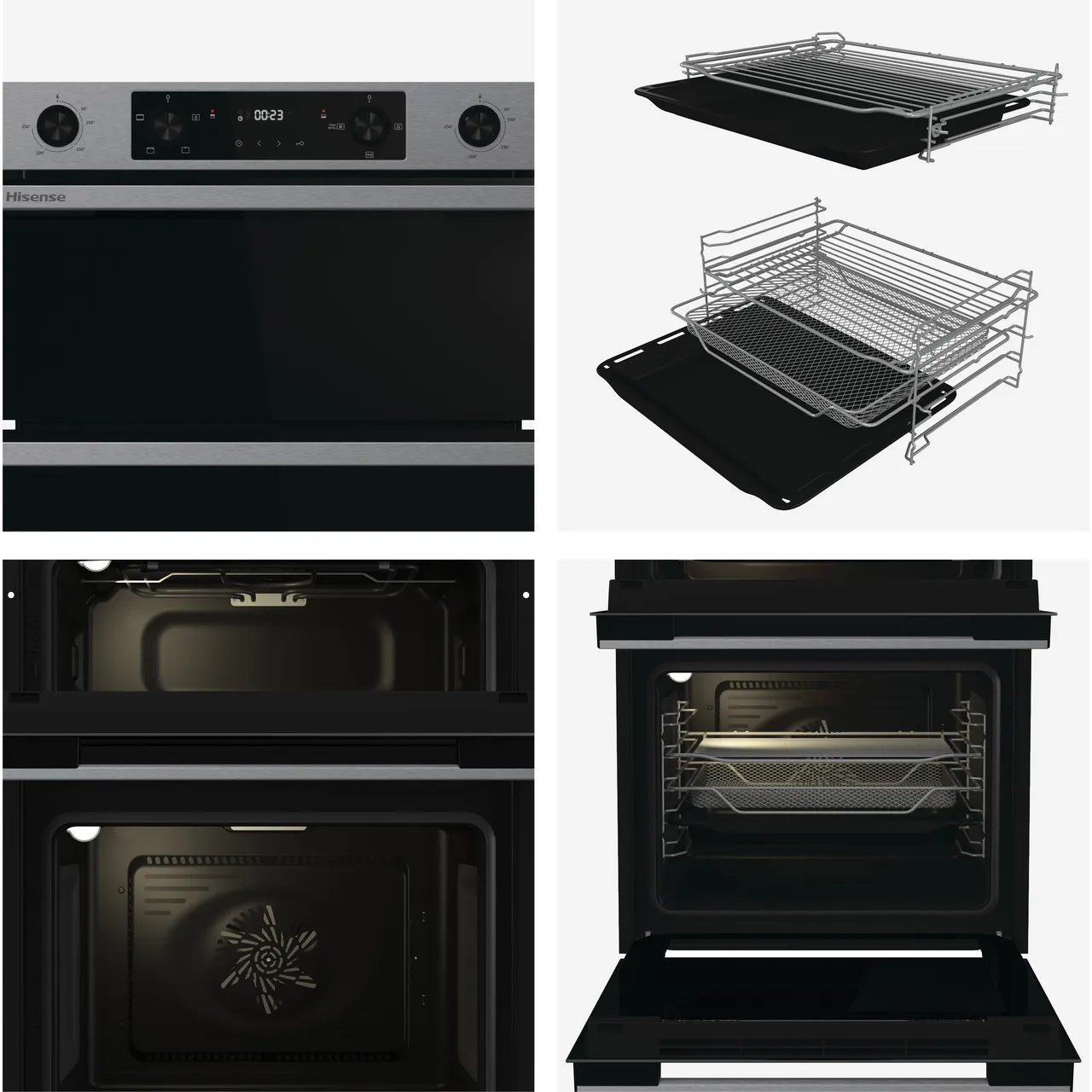 Hisense Hi6 BID914221CX Built In Electric Double Oven - Stainless Steel - A/A Rated (EX-DISPLAY/A)