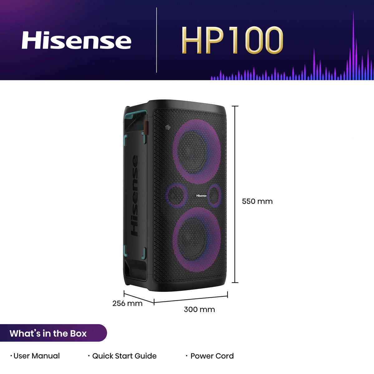 Hisense Party Speaker, 300 W, Bluetooth 5.0 - PARTY ROCKER ONE