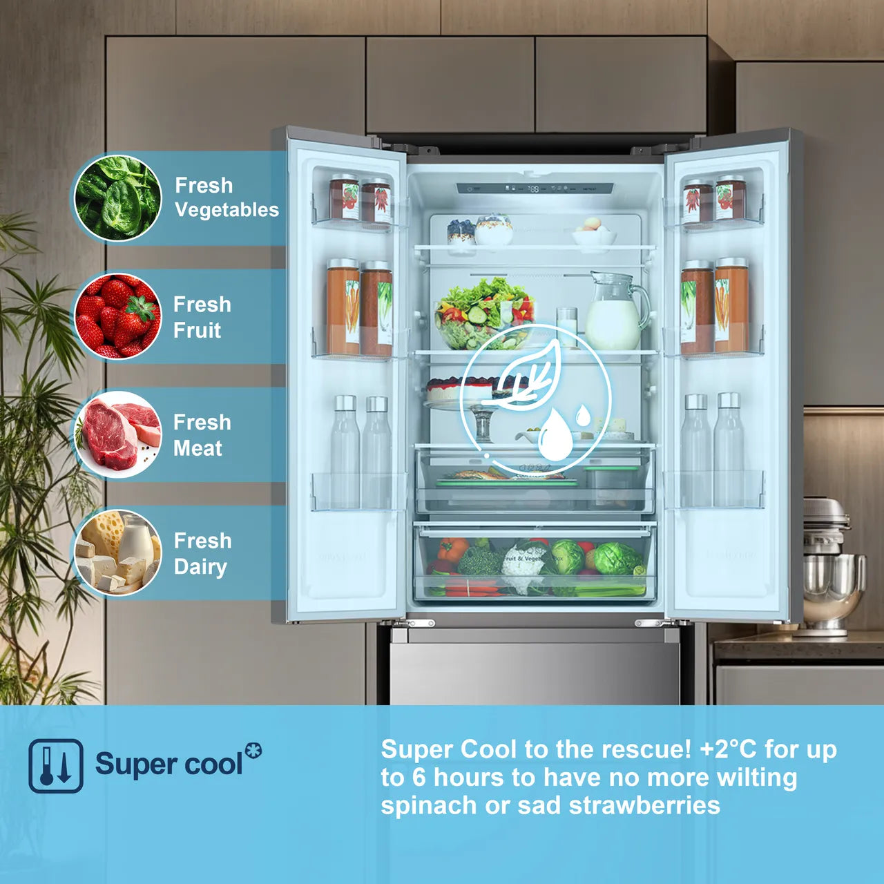 Fridgemaster MF70450ES Total No Frost Multi-door American Fridge Freezer - Silver - E Rated (EX-DISPLAY/C)