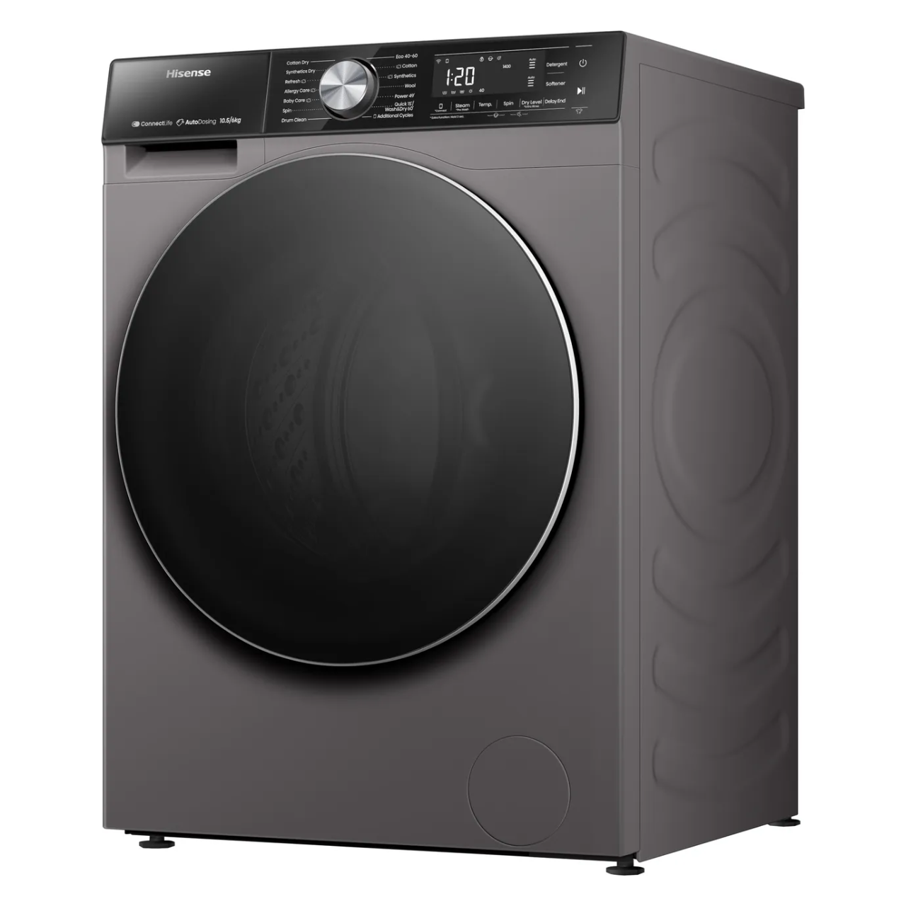 Hisense 5S Series WD5S1045BT Wifi Connected 10.5Kg / 6Kg Washer Dryer with 1400 rpm - Titanium - D Rated [Wash&Dry], A Rated [Wash Only] (EX-DISPLAY/B)