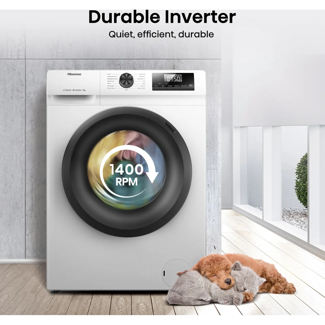 Hisense 1Q Series WF1Q9041BW 9kg Washing Machine with 1400 rpm - White - A Rated (EX-DISPLAY/B)