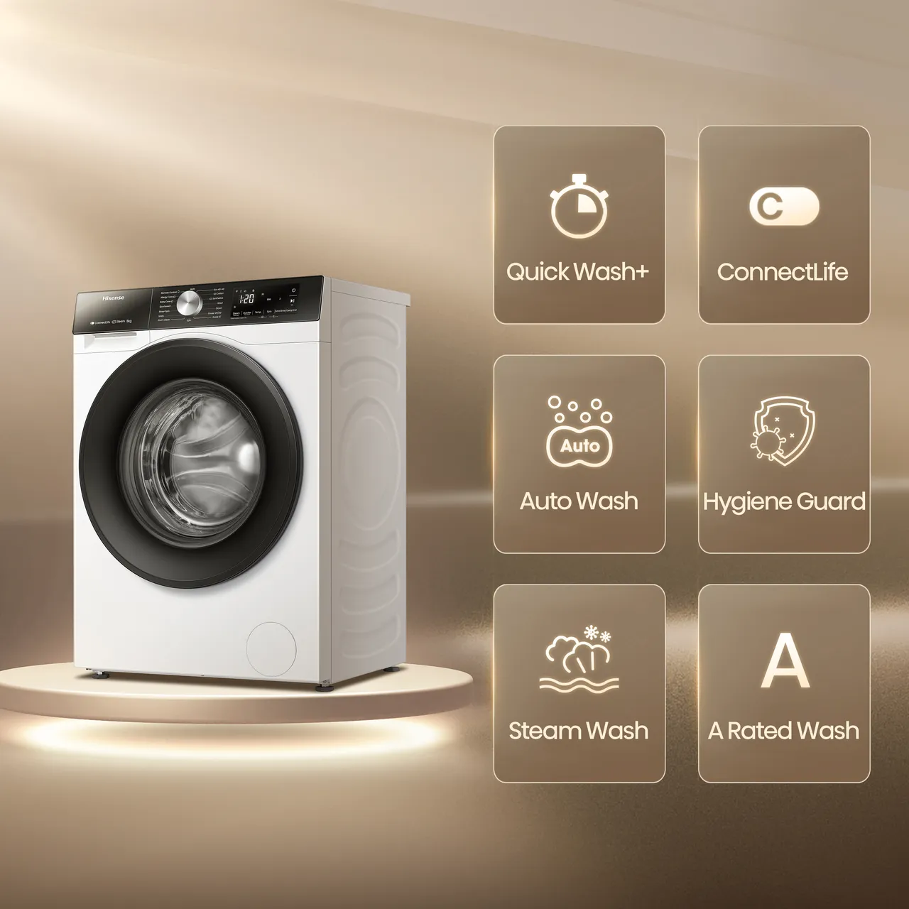 Hisense 3S Series WF3S8043BW 8kg WiFi Connected Washing Machine with 1400 rpm - White - A Rated (EX-DISPLAY/C)