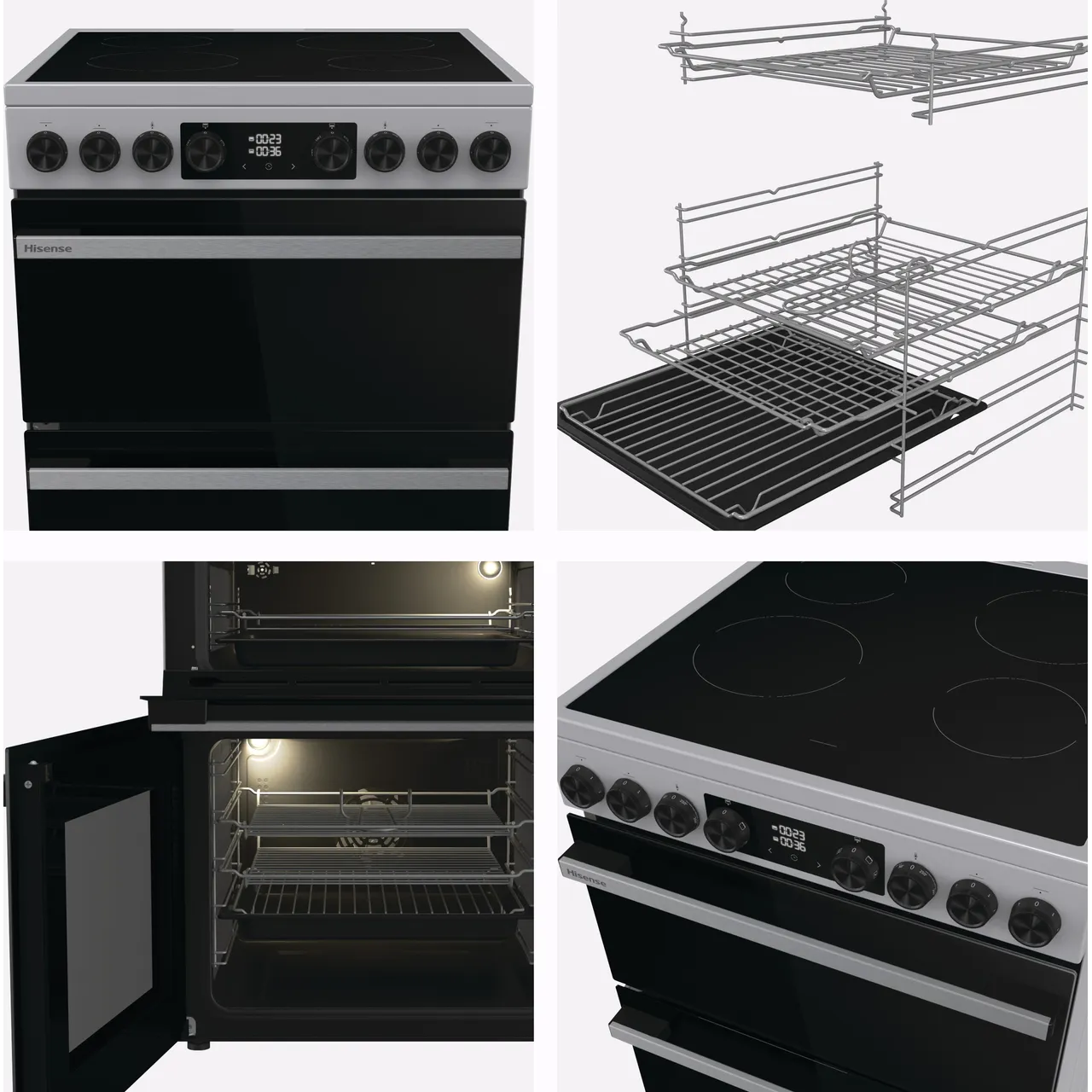 Hisense Hi6 Max HDCEC6C20X 60cm Electric Cooker with Ceramic Hob - Stainless Steel - A Rated (EX-DISPLAY/B)