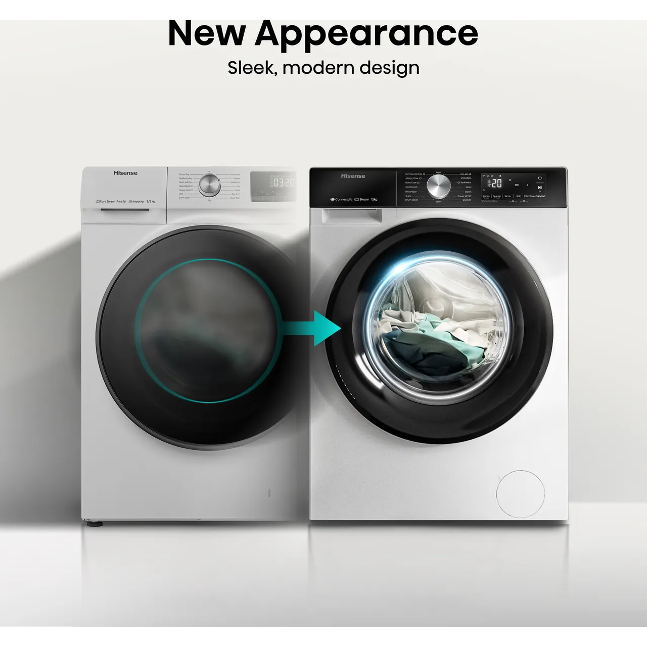 Hisense 3S Series WF3S1243BW3 12kg WiFi Connected Washing Machine with 1400 rpm - White - A Rated (EX-DISPLAY/B)