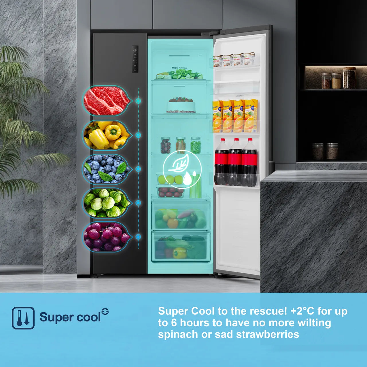 Fridgemaster MS91558DEB Total No Frost American Fridge Freezer - Black #63627