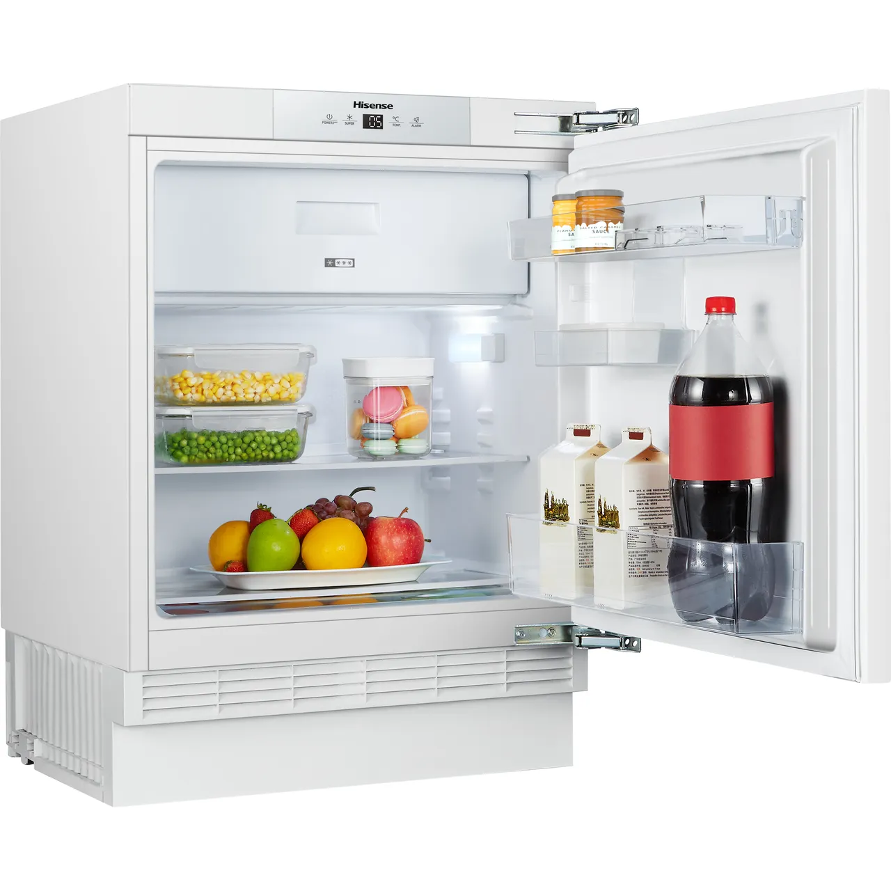 Hisense RUR156D4AWE Integrated Under Counter Fridge with Ice Box - Fixed Door Fixing Kit - White (EX-DISPLAY/A)