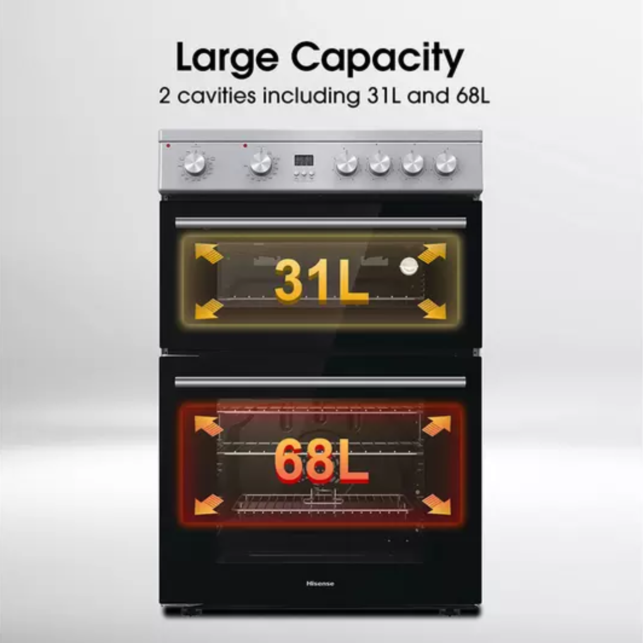 HISENSE HDE3211BXUK 60 cm Electric Ceramic Cooker - Black & Stainless Steel (EX-DISPLAY/A)