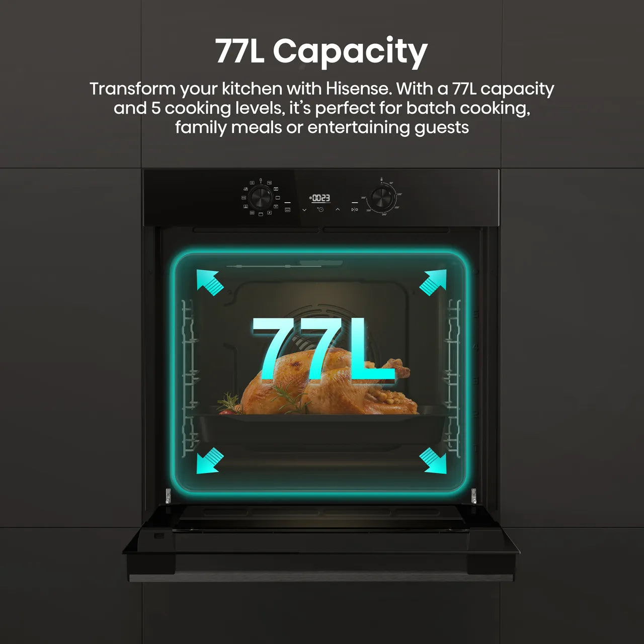 Hisense Hi2 BI622ABPGUK Built In Electric Single Oven - Jet Black - A Rated (EX-DISPLAY/A)