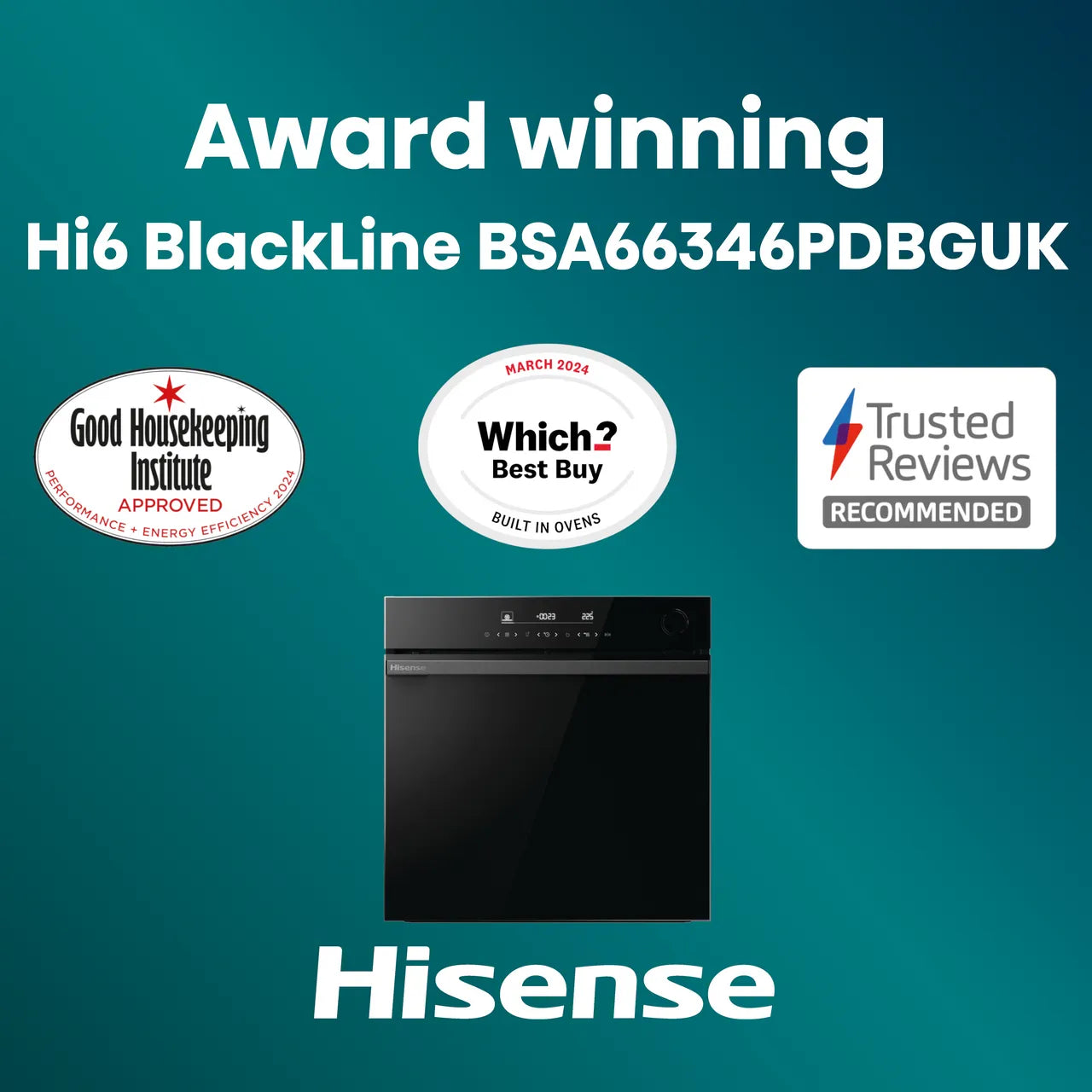 Hisense Hi6 BlackLine BSA66346PDBGUK Wifi Connected Built In Electric Single Oven and Pyrolytic Cleaning - Jet Black - A+ Rated (EX-DISPLAY/C)