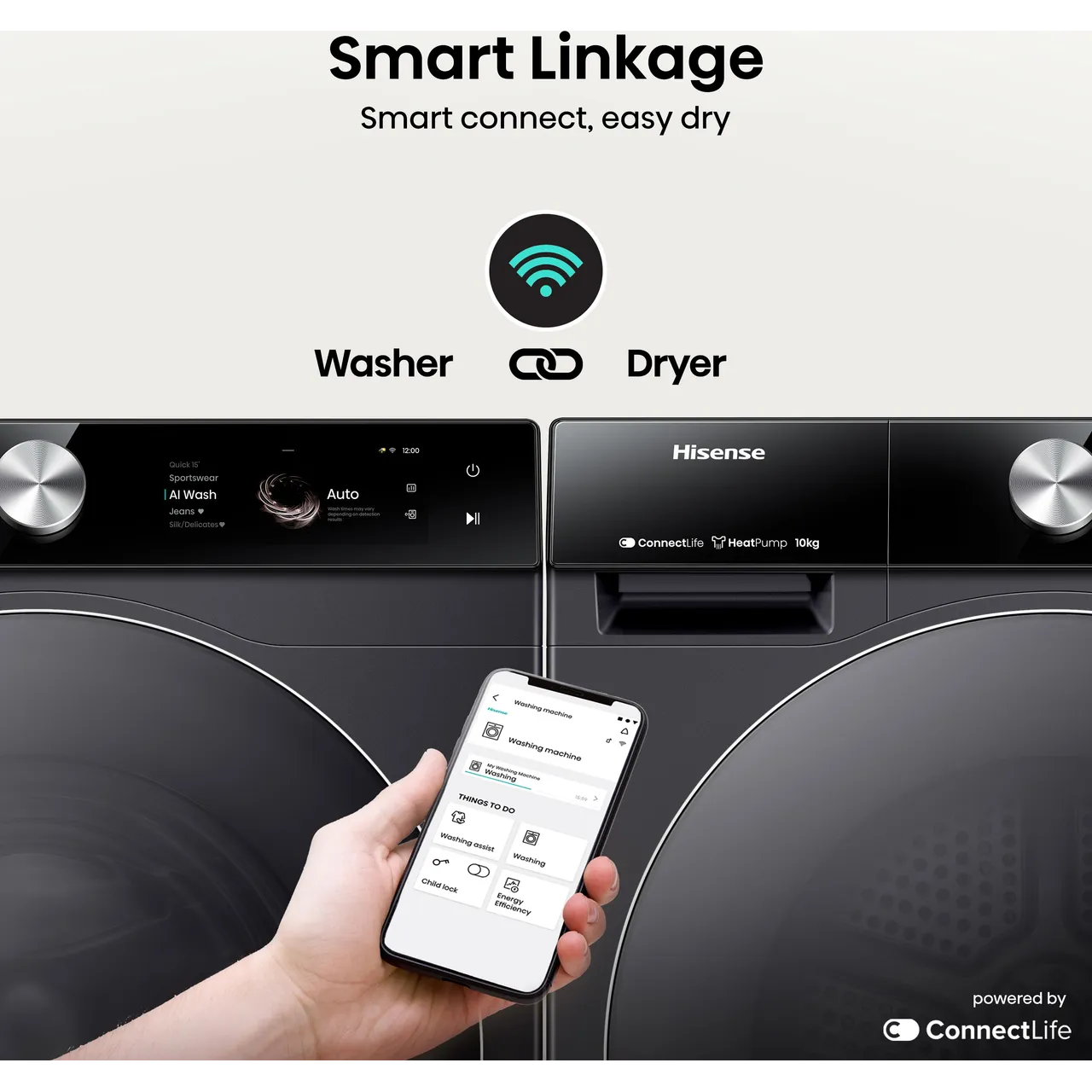 Hisense 7S Series DH7S107BB Wifi Connected 10Kg Heat Pump Tumble Dryer - Black - A+++ Rated (EX-DISPLAY/B)
