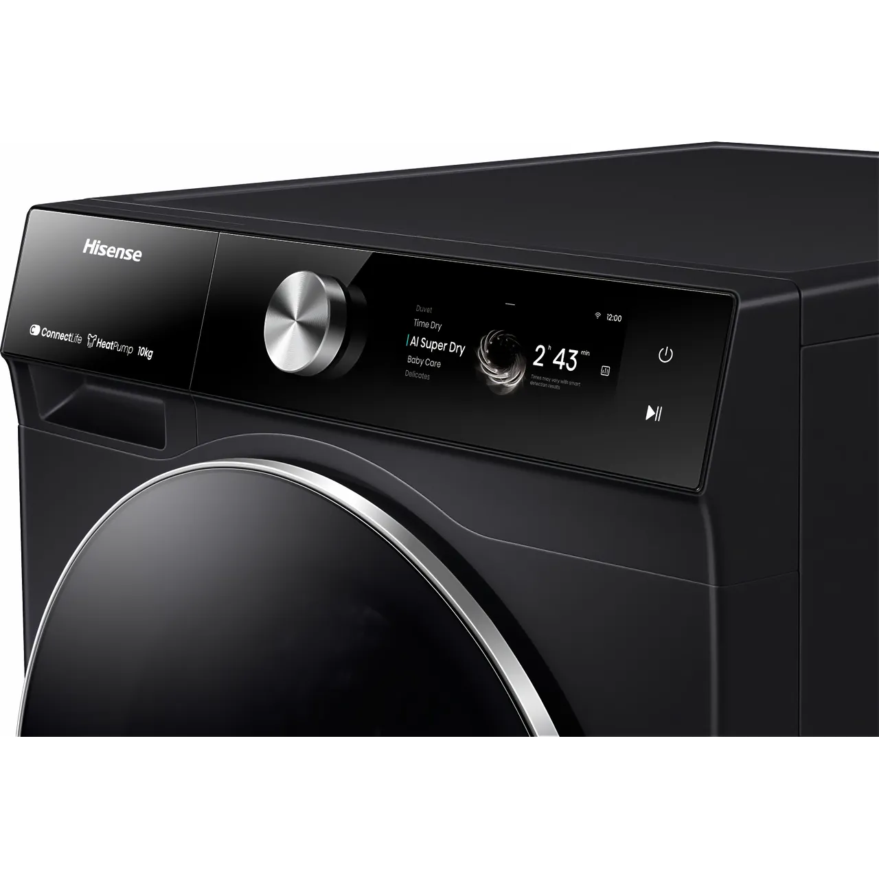 Hisense 7S Series DH7S107BB Wifi Connected 10Kg Heat Pump Tumble Dryer - Black - A+++ Rated (EX-DISPLAY/B)